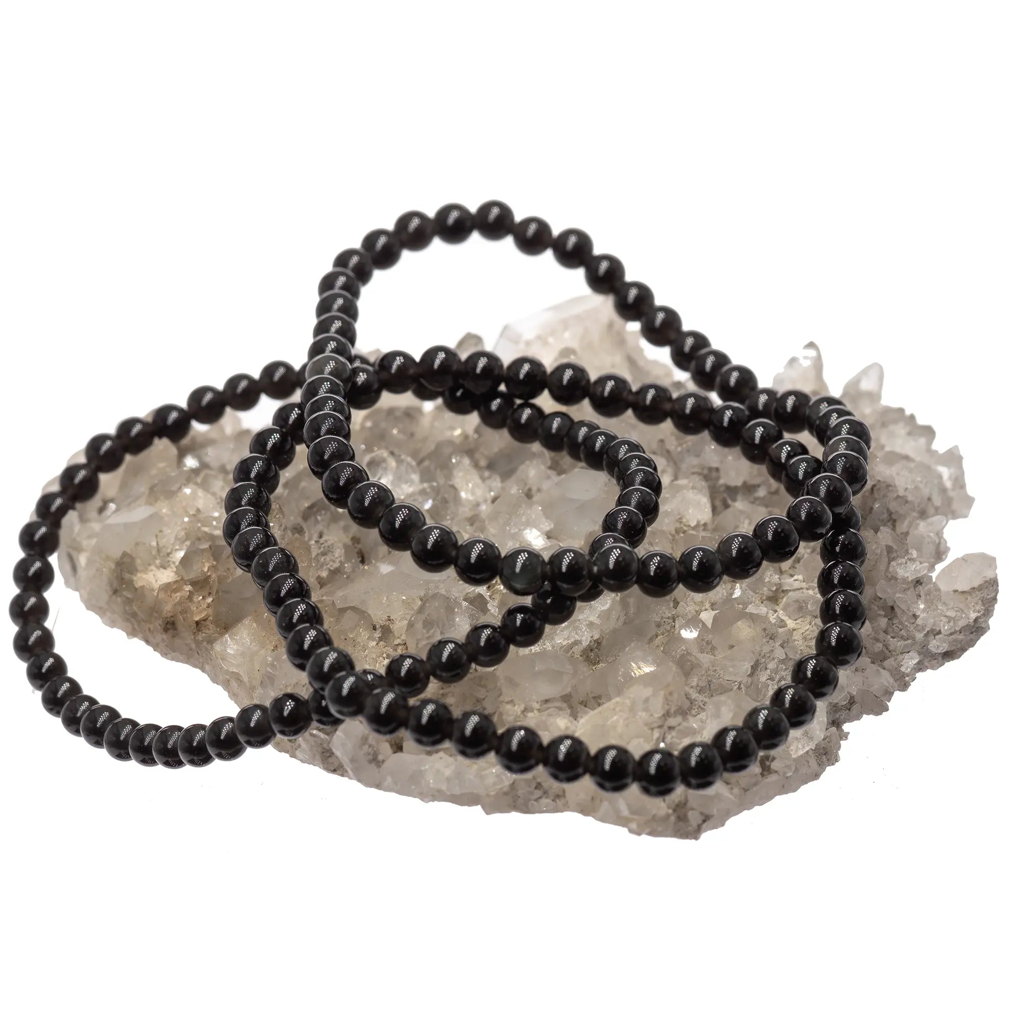 Bracelet Obsidienne oeil céleste perle ronde 4mm   - CRISTAL SOURCES