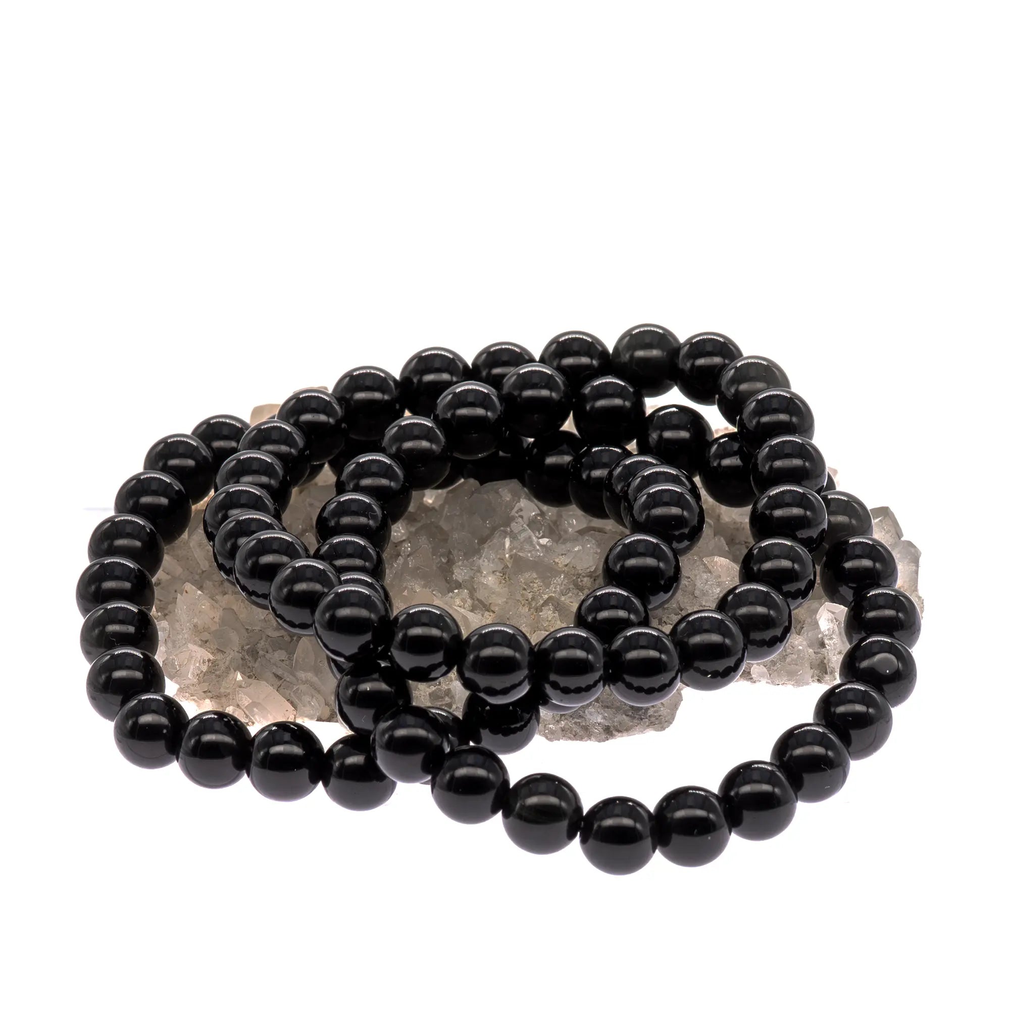 Bracelet Obsidienne œil céleste perle ronde 8mm