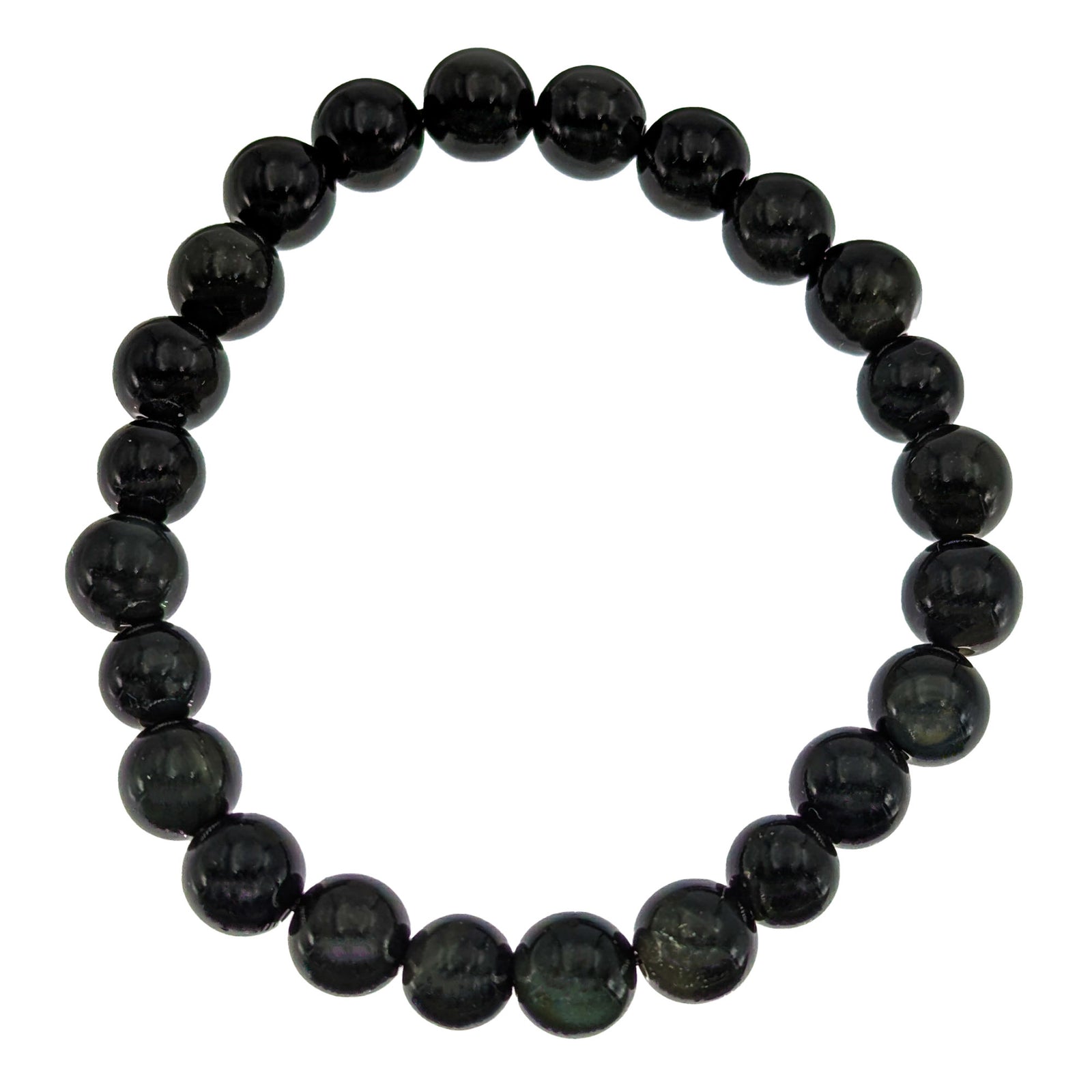 Bracelet Obsidienne œil céleste perle ronde 8mm