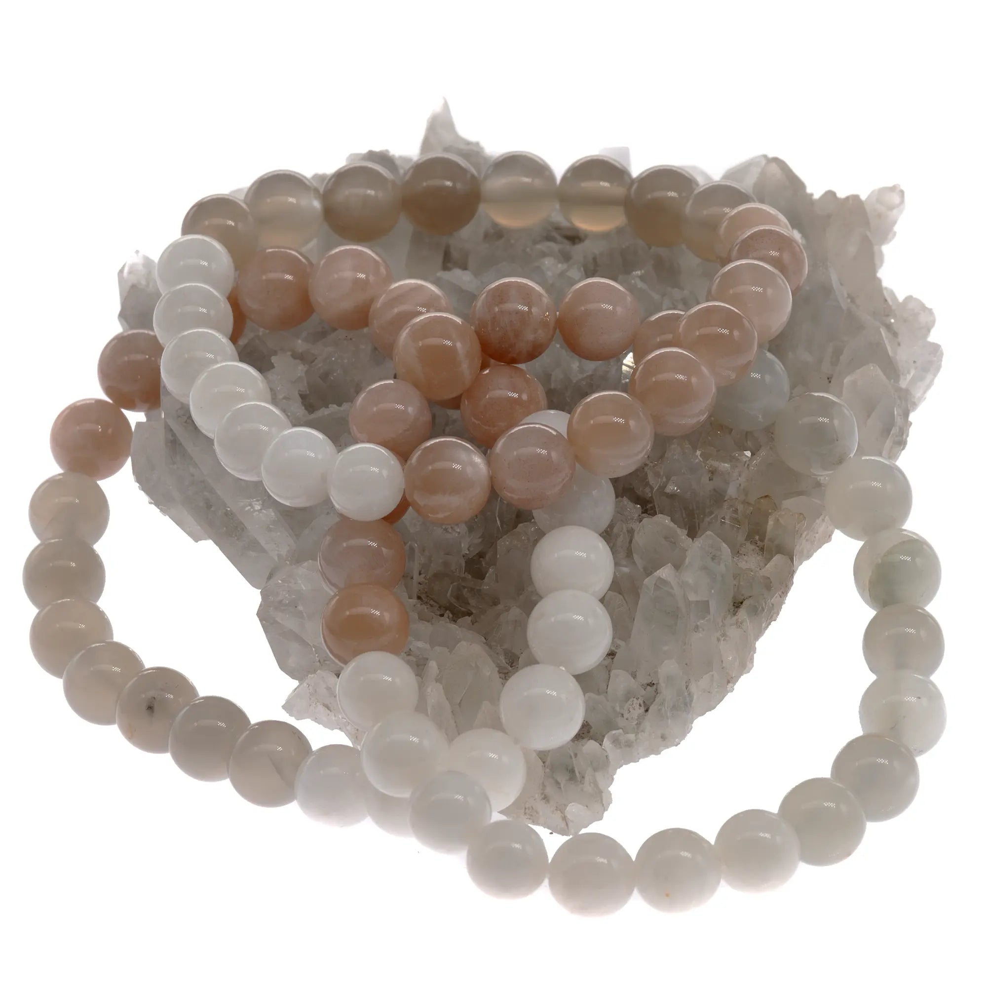 Bracelet Pierre de lune perle ronde 8mm - orthoclase
