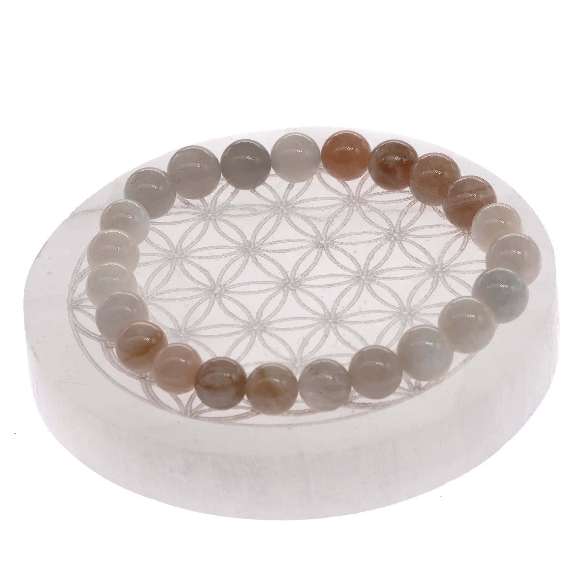 Bracelet Pierre de lune perle ronde 8mm - orthoclase