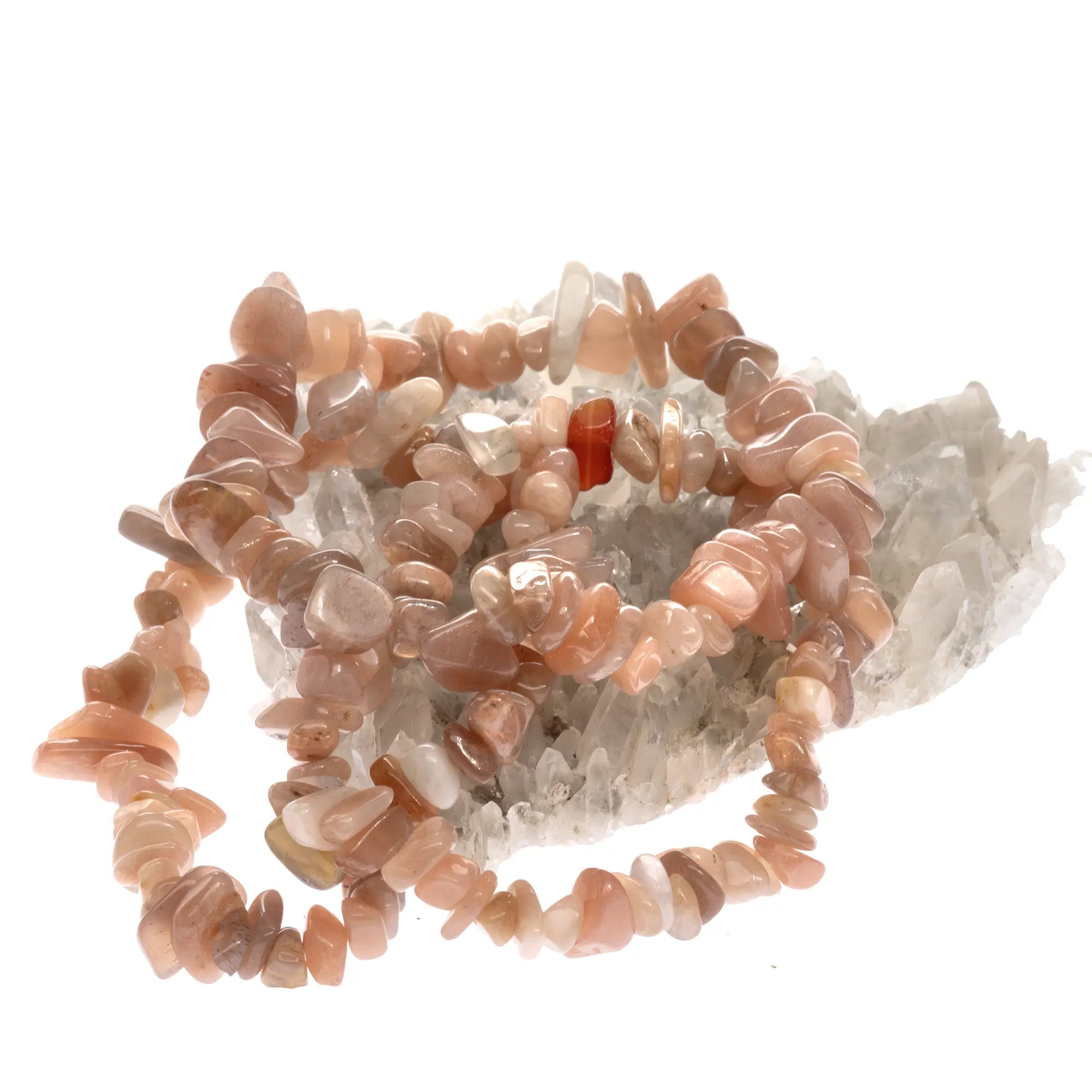 Bracelet Pierre de lune orange perle baroque - orthoclase