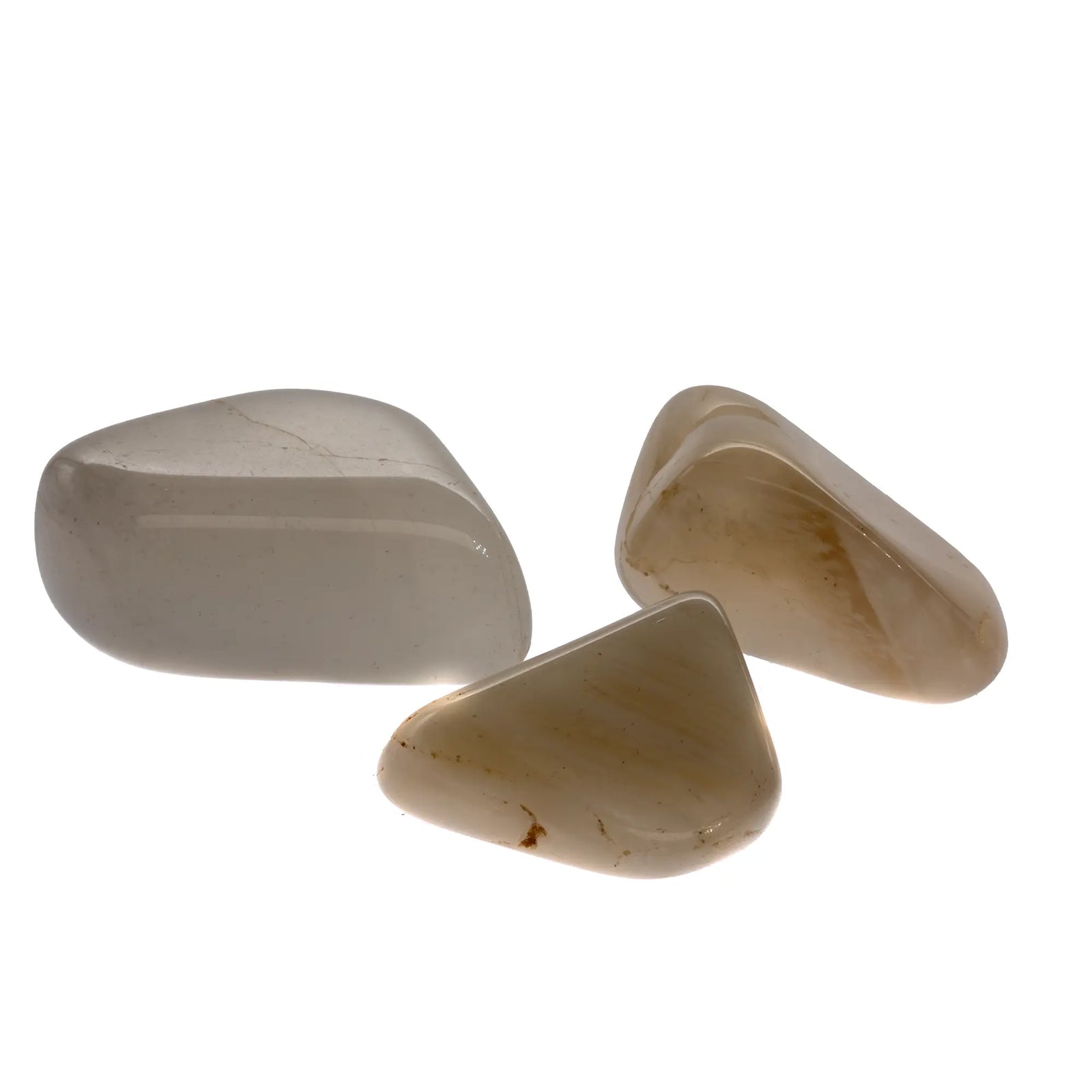 Pierre roulée orthoclase pierre de lune Inde lot vue ensemble 2-3cm blanc beige