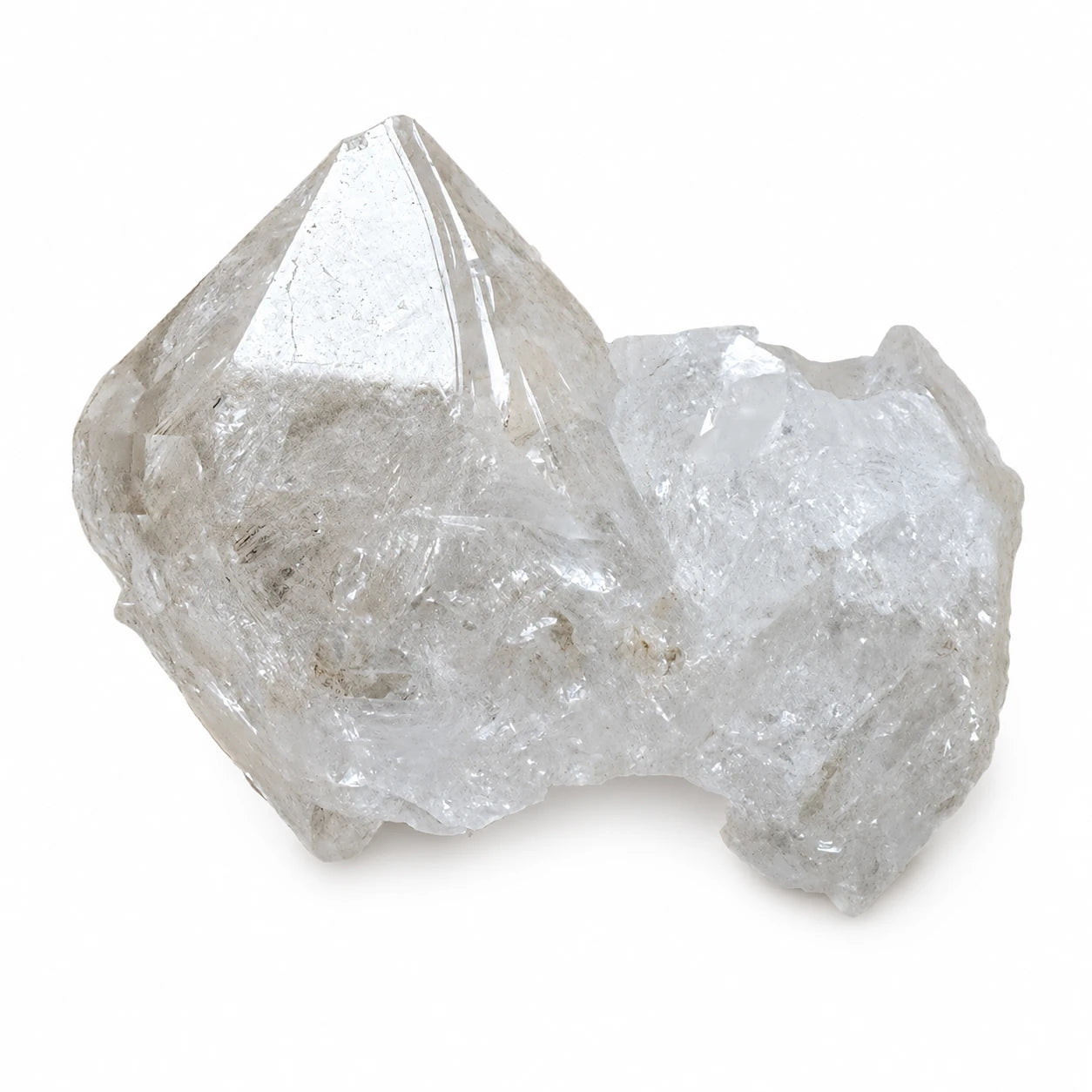 Pierre de collection Quartz fenêtre biterminé naturel de Paredon au Mexique, cristal transparent avec faces cristallines parfaitement développées.