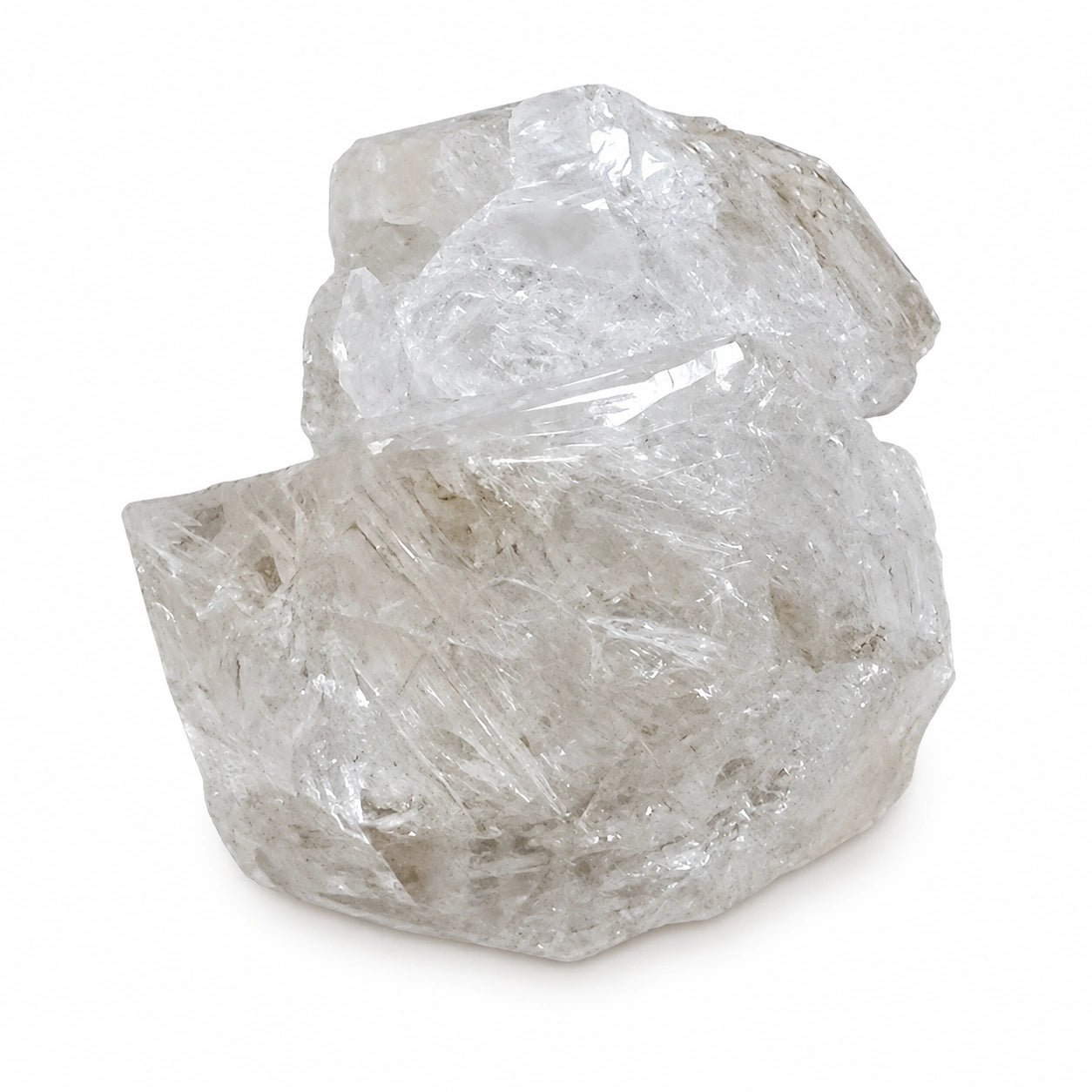 Spécimen de Quartz fenêtre biterminé naturel de Paredon, Mexique, cristal de collection aux formes géométriques caractéristiques et à l'éclat vitreux.