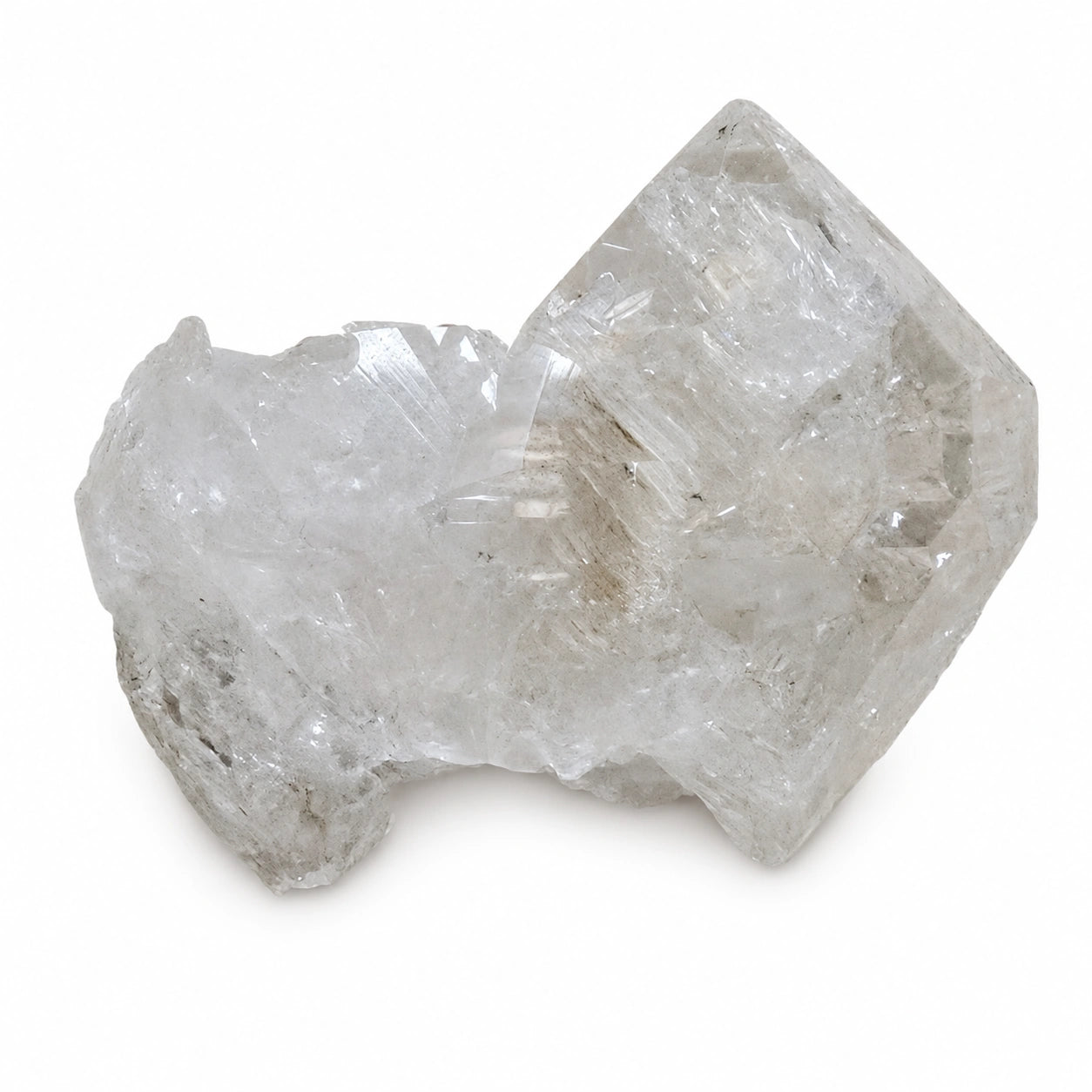 Quartz fenêtre biterminé de Paredon, Mexique, pierre de collection naturelle avec cristal transparent et croissance cristalline remarquable.