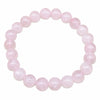 Bracelet en véritable quartz rose composé de perles rondes naturelles de 8 mm, pierre authentique aux nuances rose pâle, présenté sur fond blanc pour mettre en valeur la qualité des perles.