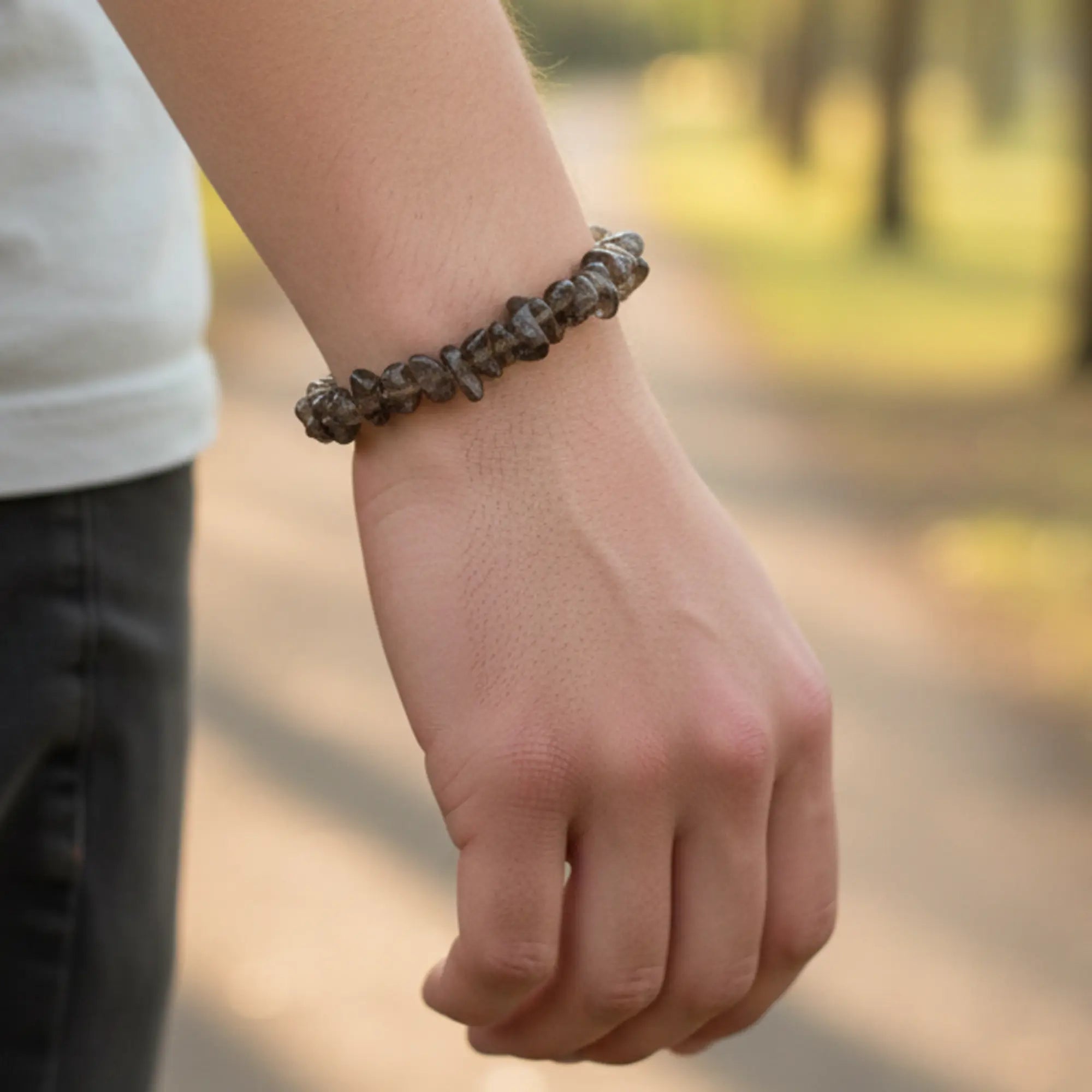 Bracelet Quartz fumé perle baroque