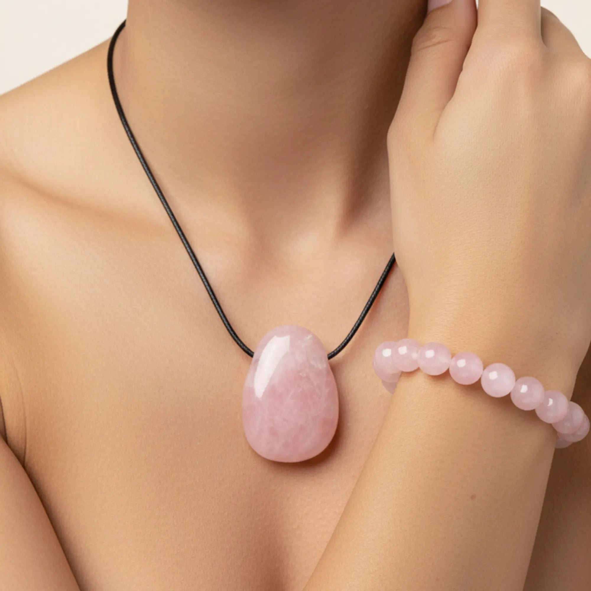 Quartz rose cristal naturel, pendentif percé en pierre véritable