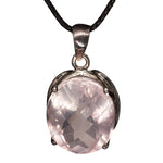 Pendentif Quartz Rose argent - pierre facettée - CRISTAL SOURCES