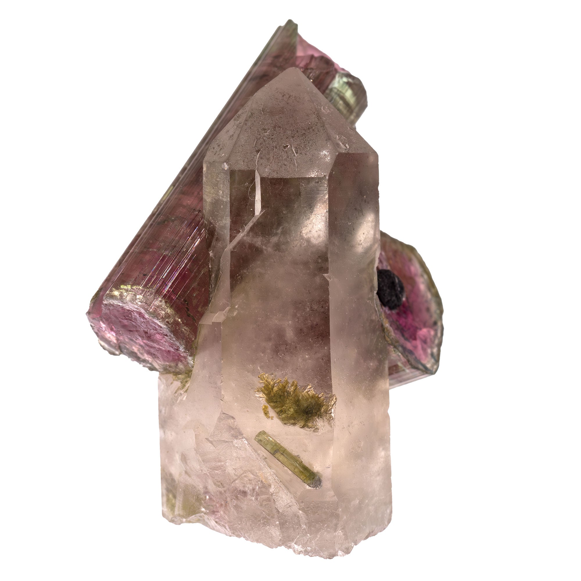 Tourmaline melon d'eau cristal sur quartz - Safira, Brésil - CRISTAL SOURCES