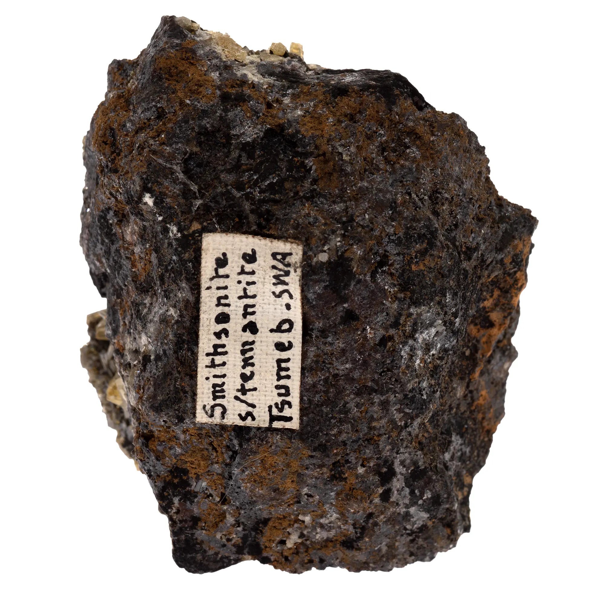 Smithsonite jaune sur Tennantite - Tsumeb, Namibie