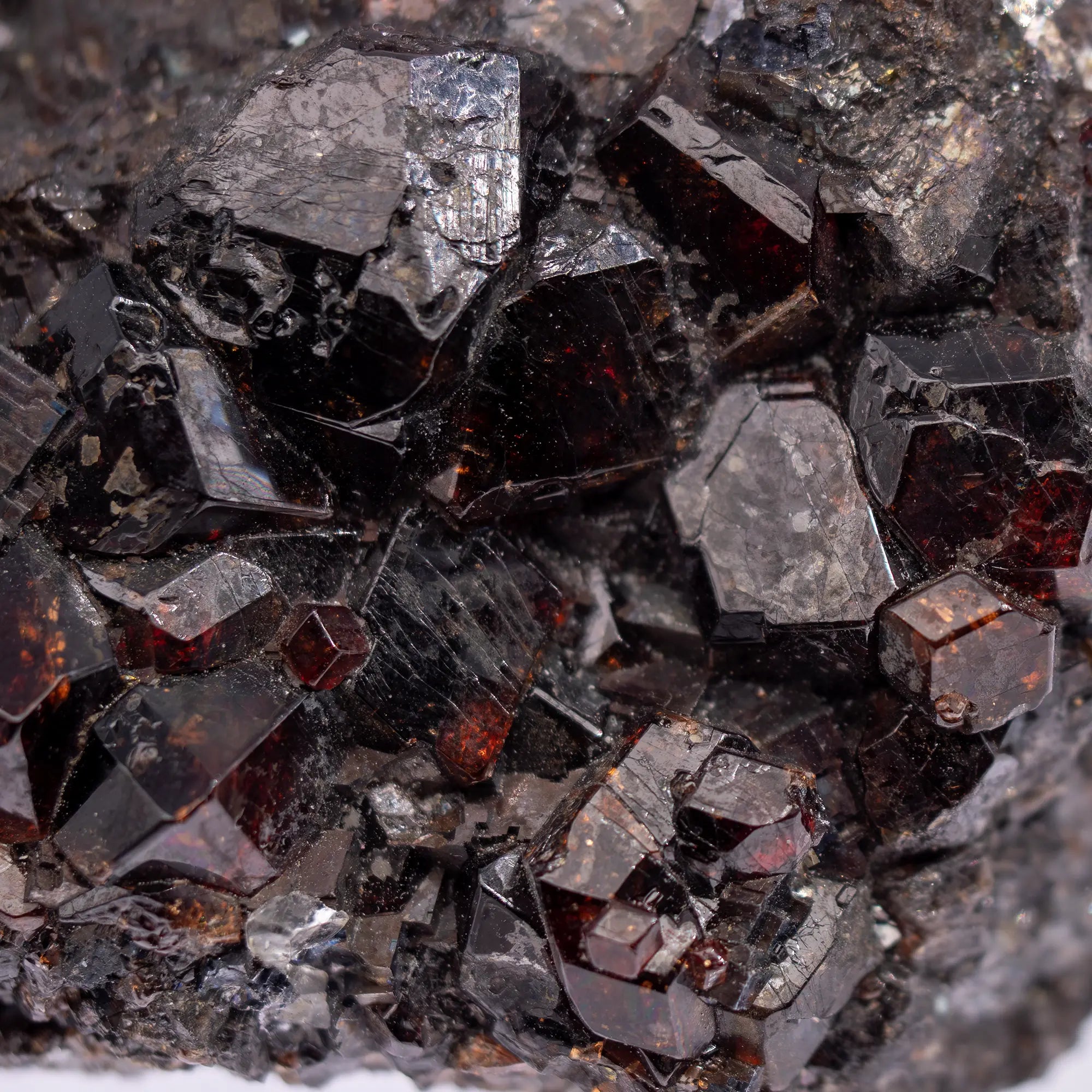 Grenat Spessartine cristaux sur Galène et Rhodonite - Australie - Brute - CRISTAL SOURCES
