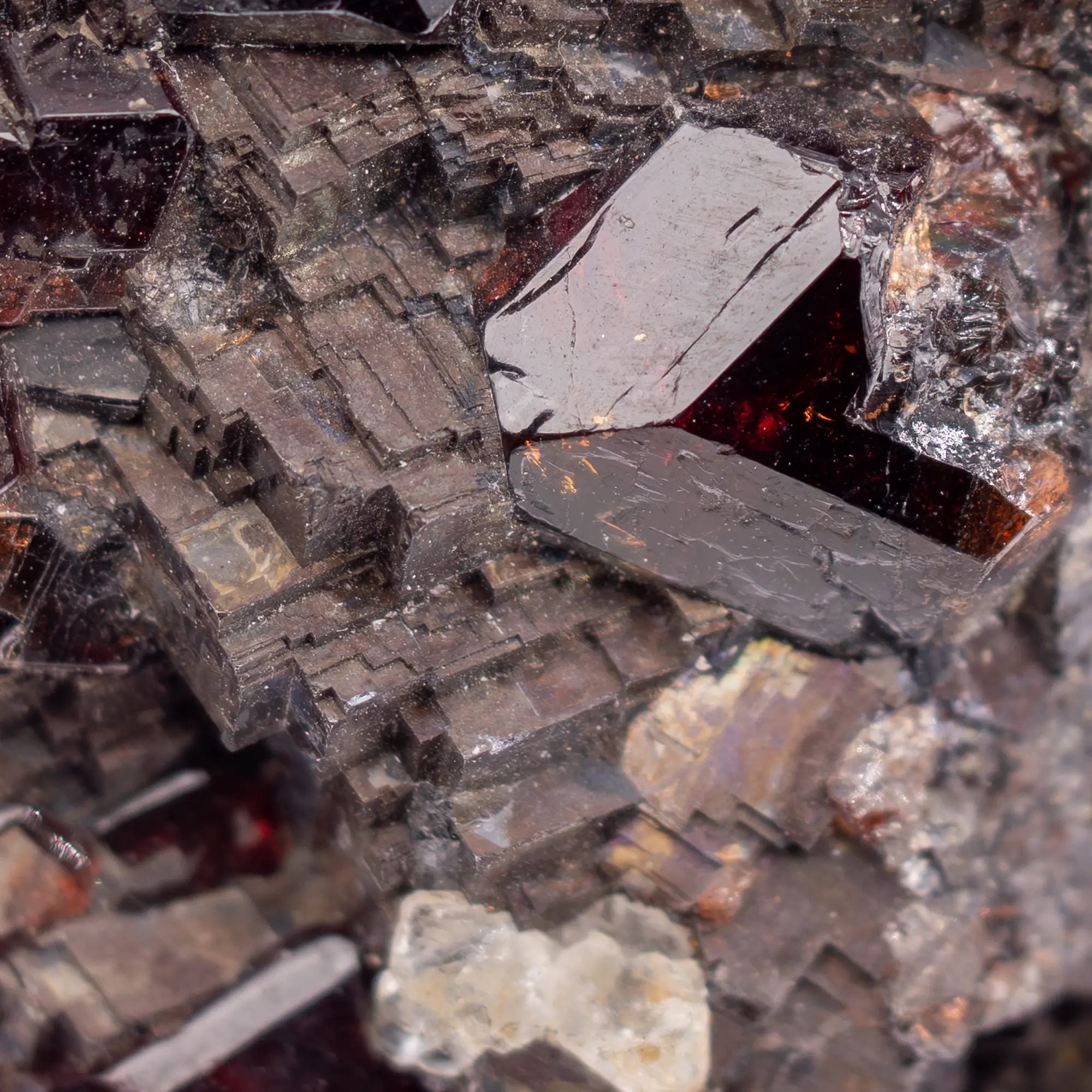 Grenat Spessartine cristaux sur Galène et Rhodonite - Australie - Brute - CRISTAL SOURCES