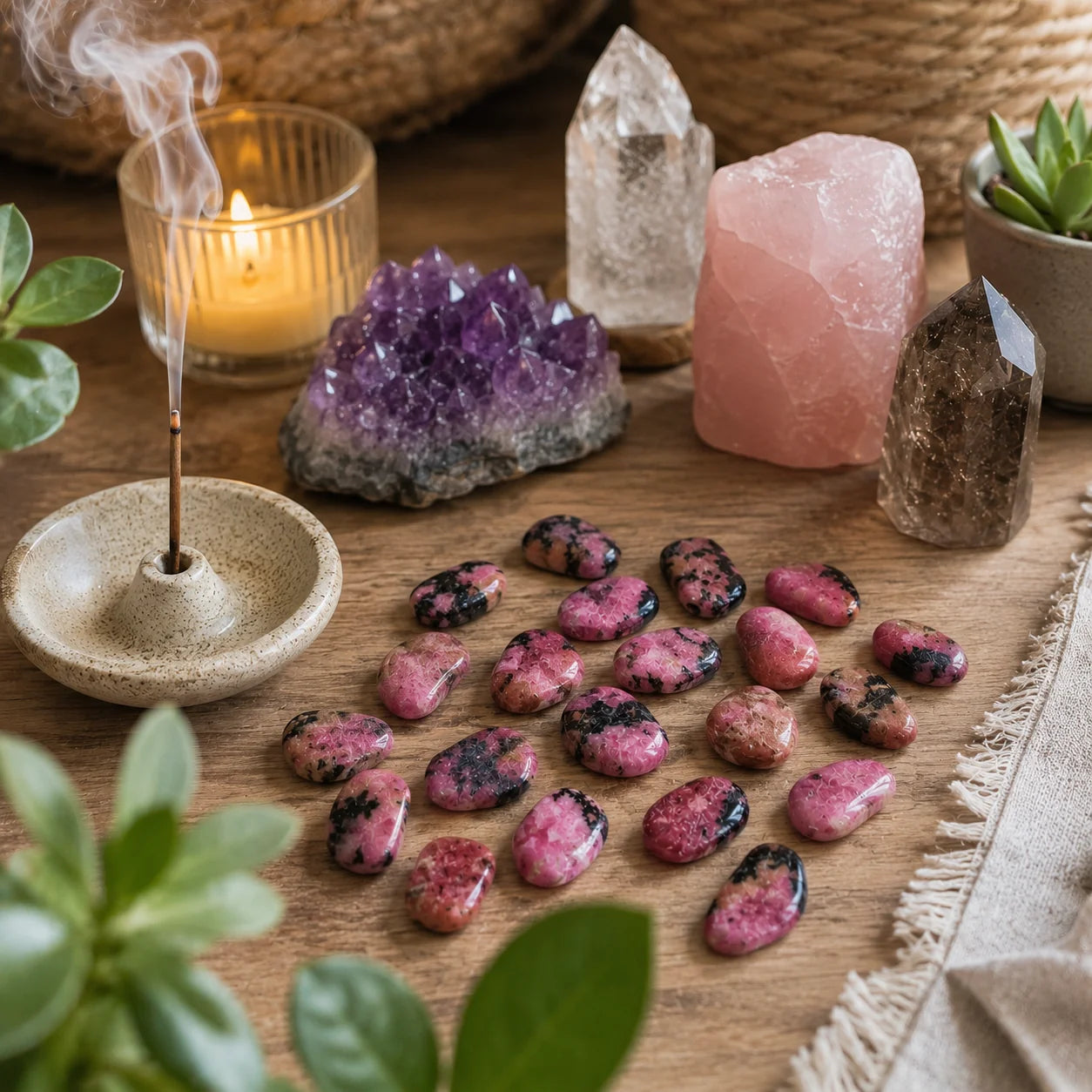 La rhodonite roulée est une pierre apaisante