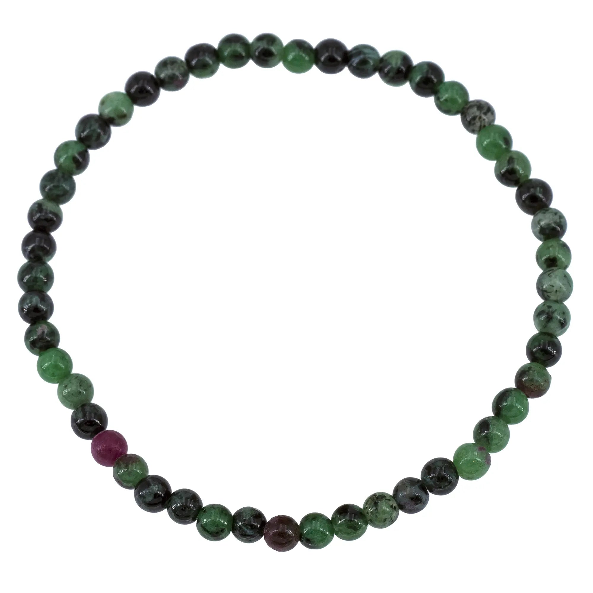 Bracelet Rubis zoïsite verte perle ronde 4mm - anyolite - CRISTAL SOURCES