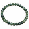 Bracelet en serpentine présenté en cercle sur fond blanc, alternant perles vert olive, vert pâle et vert profond