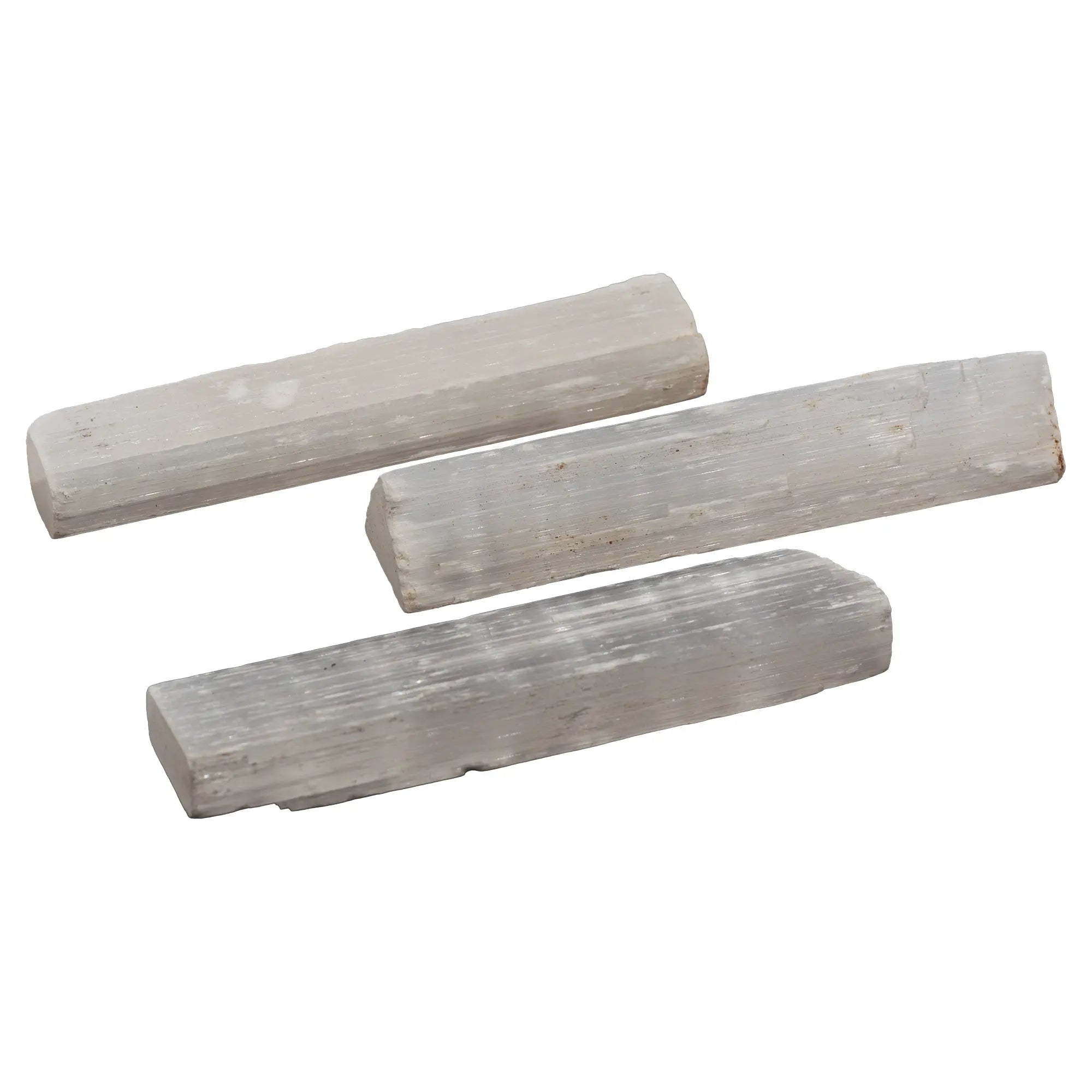 Baton de selenite - gypse fibreux - Pierre polie - CRISTAL SOURCES