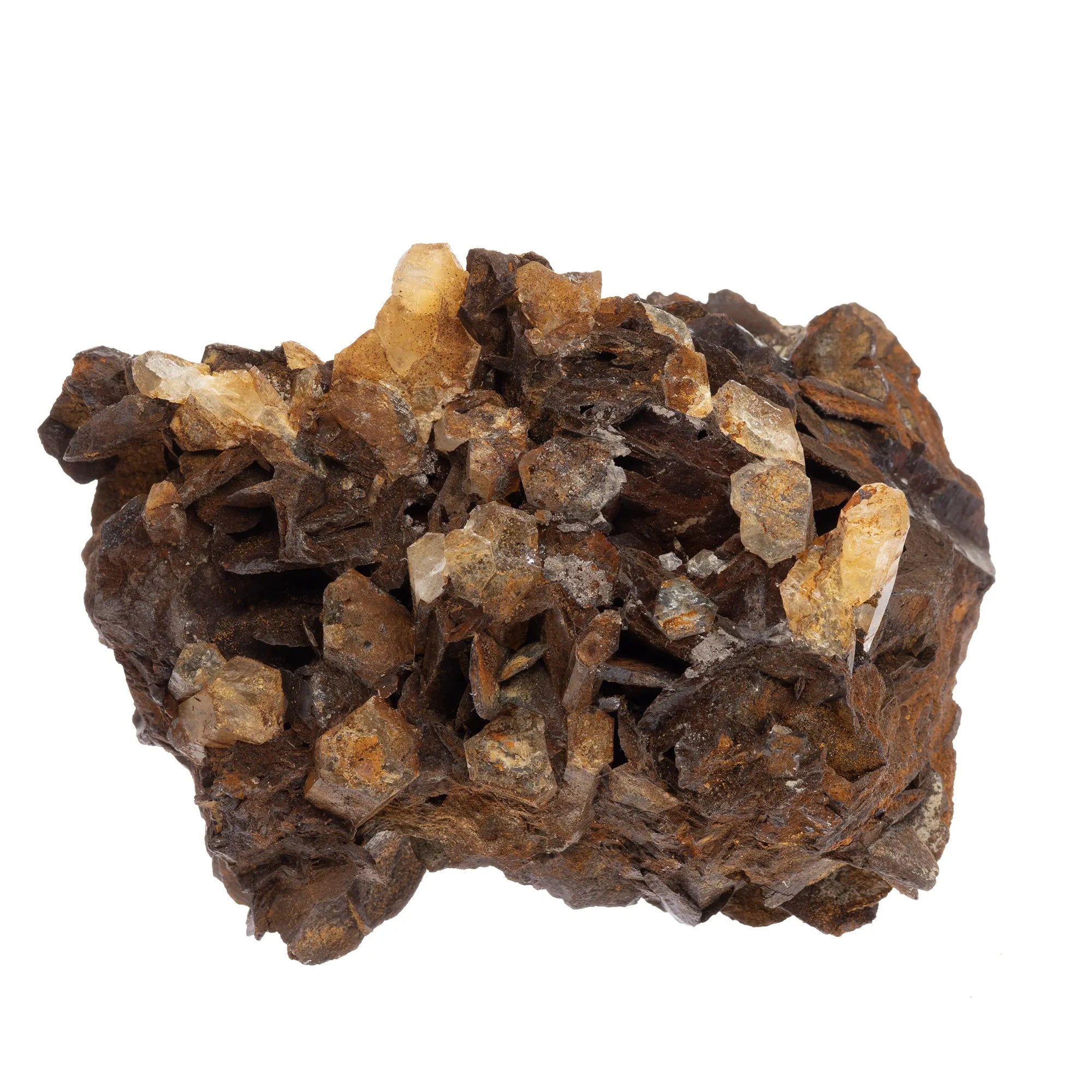 Sidérite cristaux Quartz jaune Isère France spécimen minéral collection naturel druse