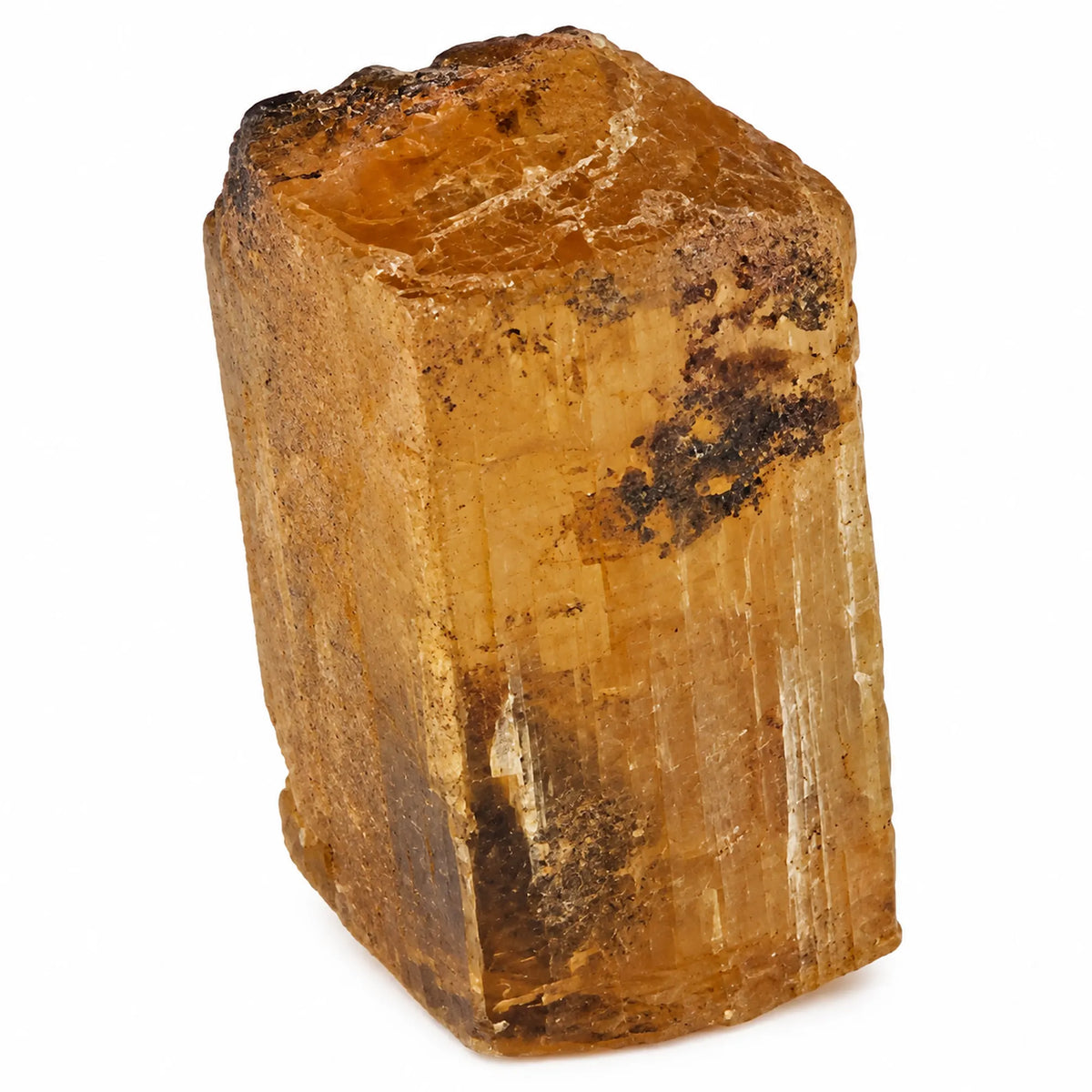 Pierre de collection Topaze impériale brute d’Ouro Preto, Brésil, cristal naturel jaune orangé