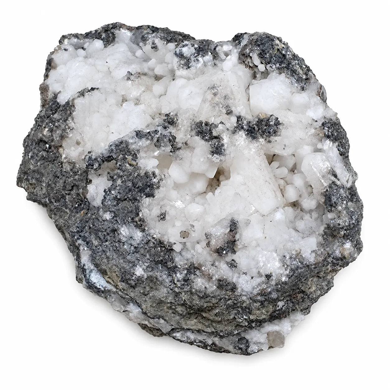 Spécimen minéralogique rare de Tarnowitzite de Touissit, Maroc, présentant des cristaux bien développés sur gangue naturelle.