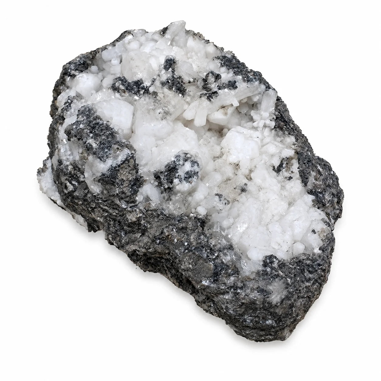 Pierre de collection Tarnowitzite rare de Touissit, Maroc, avec cristaux naturels brillants sur matrice minérale richement cristallisée.