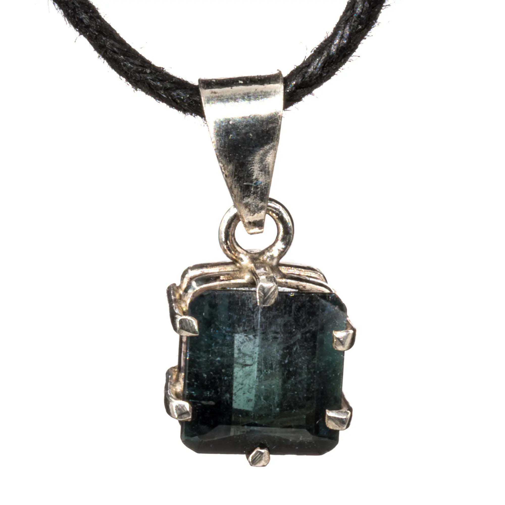 Pendentif Tourmaline Bleue argent - pierre facetée - CRISTAL SOURCES