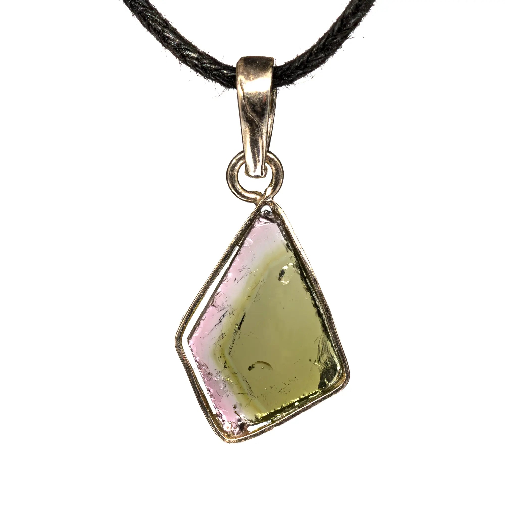 Pendentif Tourmaline Melon Eau argent - tranche polie - CRISTAL SOURCES