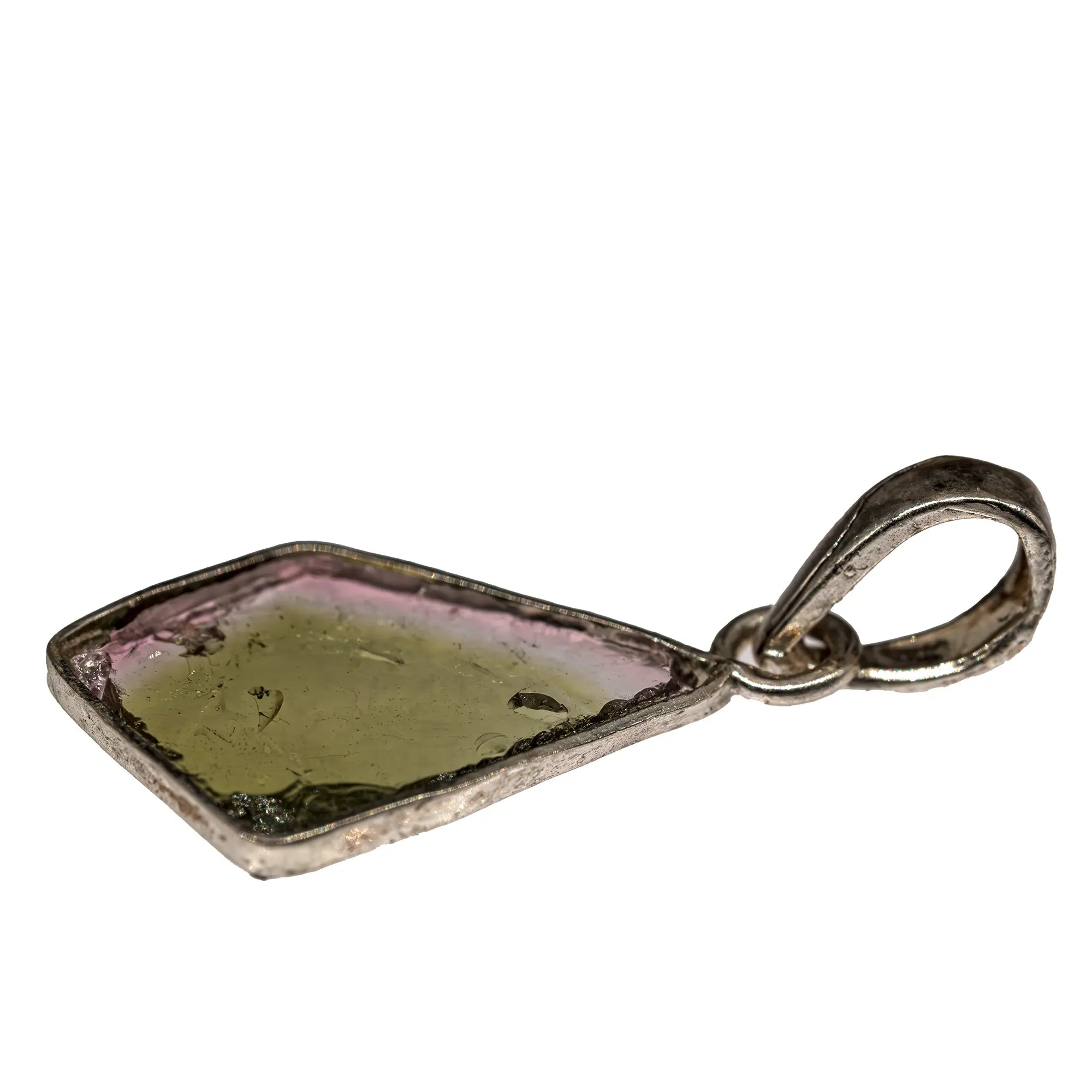 Pendentif Tourmaline Melon Eau argent - tranche polie - CRISTAL SOURCES