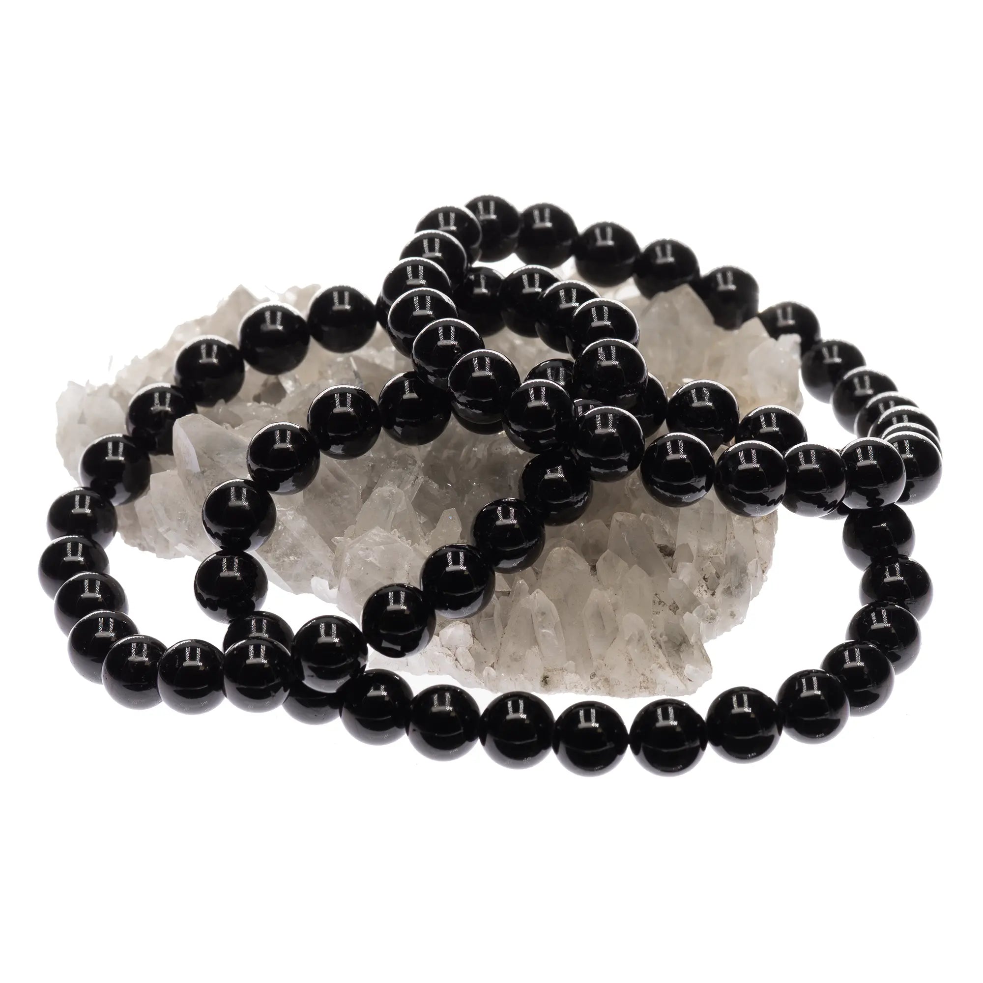 Bracelet Tourmaline noire perle ronde 8 mm 