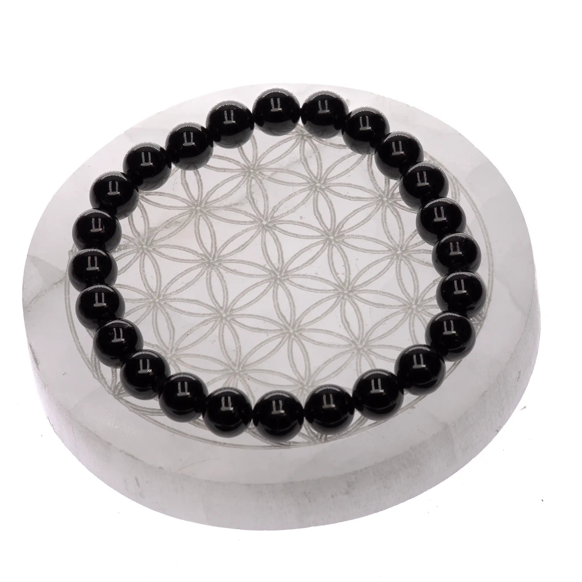 Bracelet Tourmaline noire perle ronde 8 mm 