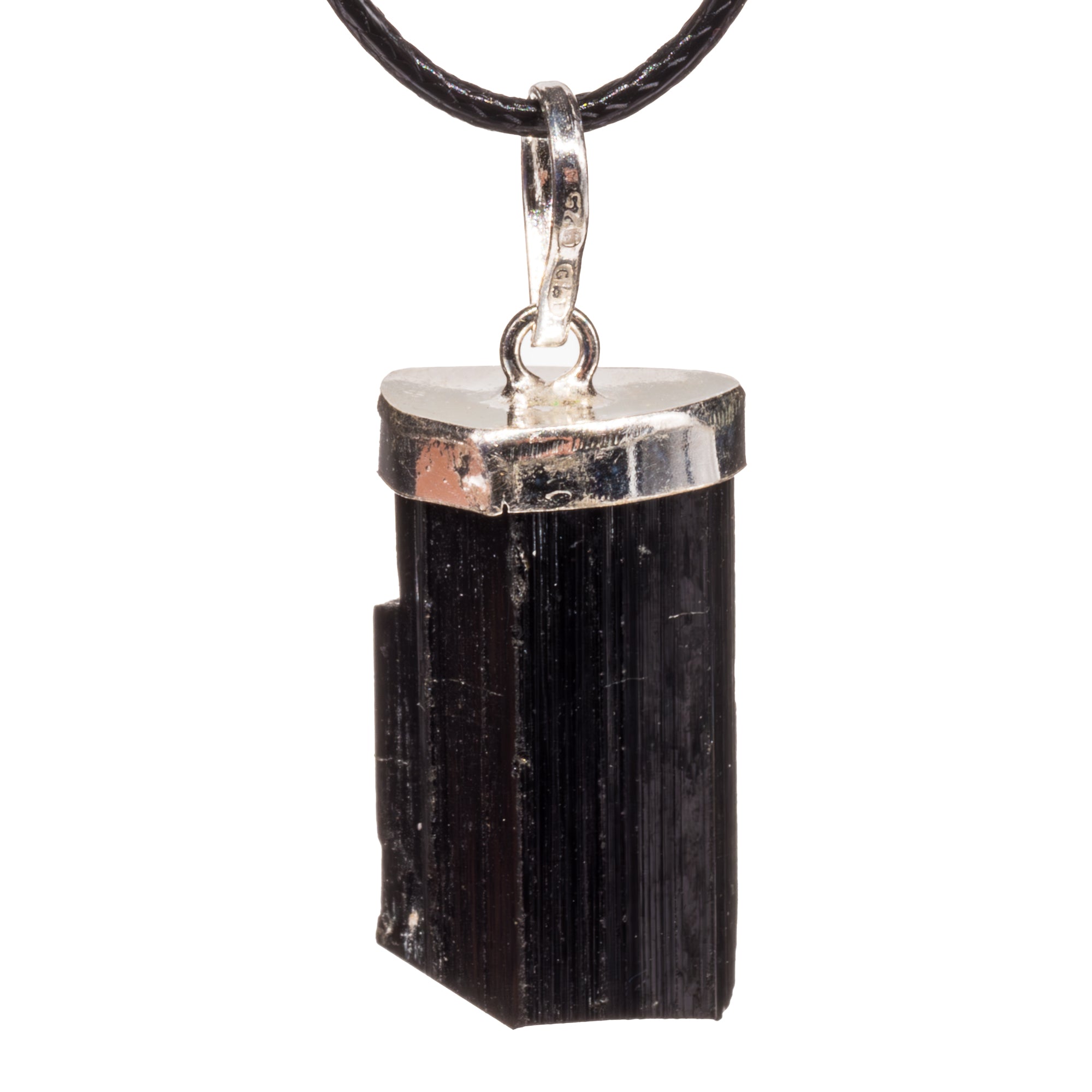 Pendentif Tourmaline noire brute sur argent