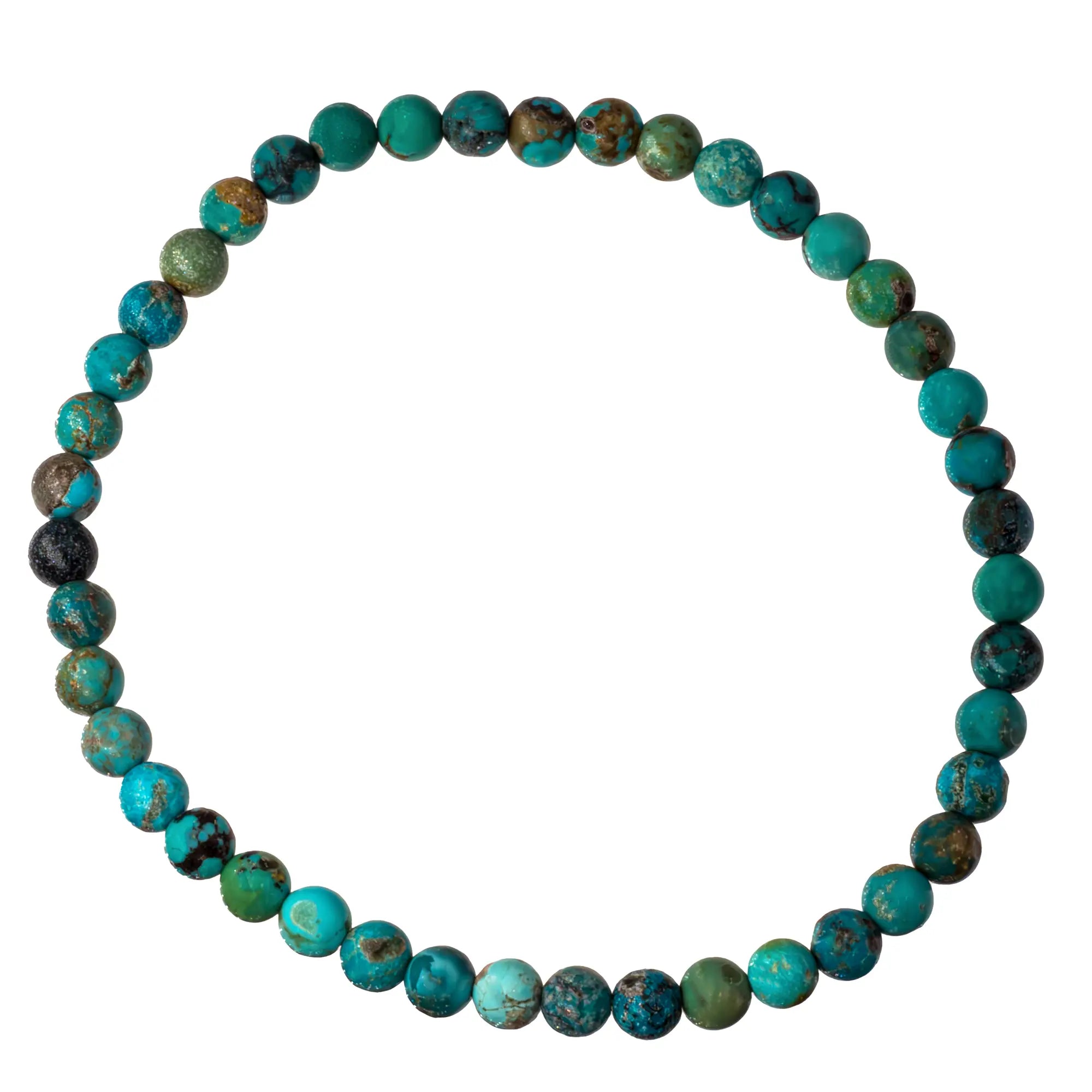 Bracelet Turquoise stabilisée perle ronde 4mm  - CRISTAL SOURCES