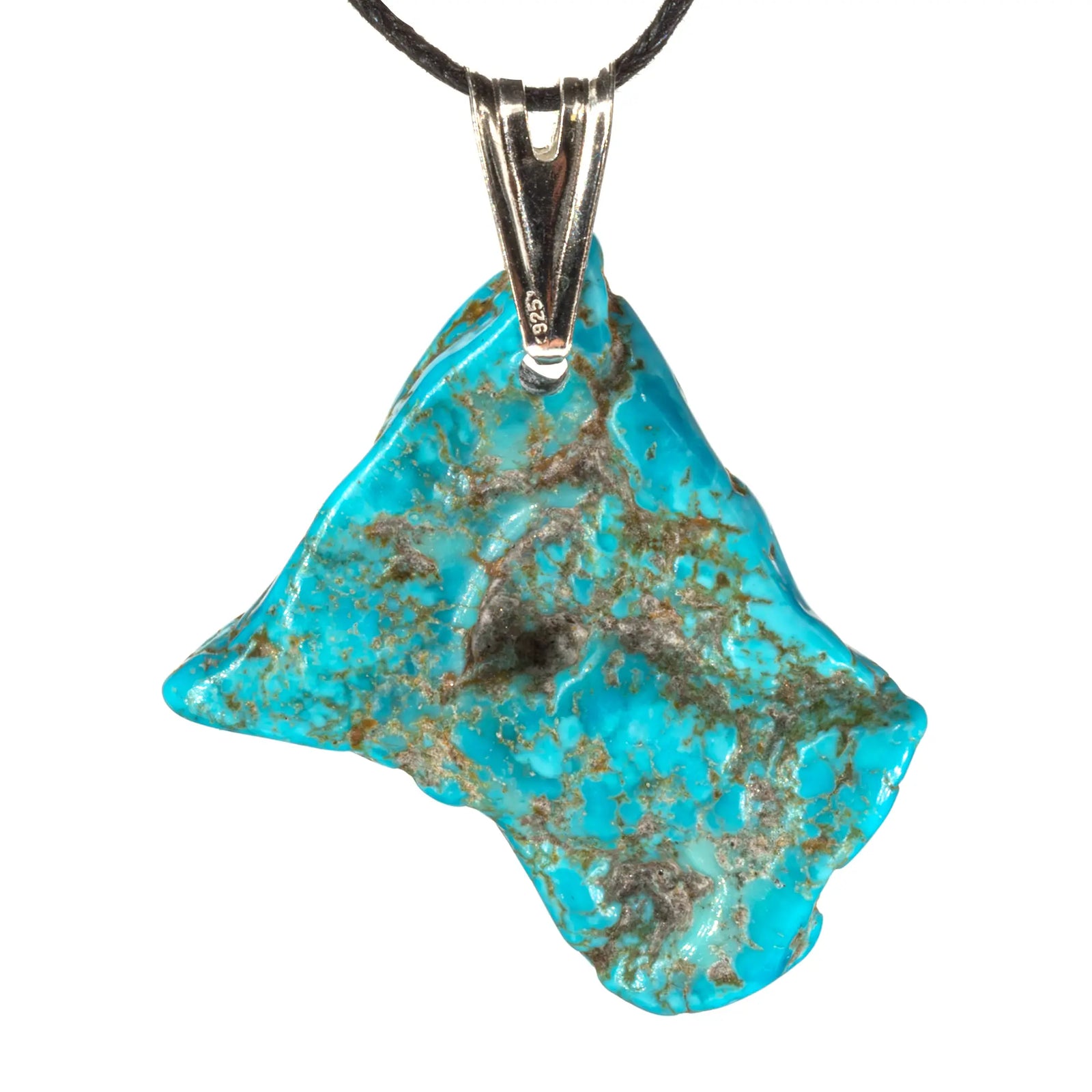 Pendentif turquoise argent - stabilisée - CRISTAL SOURCES