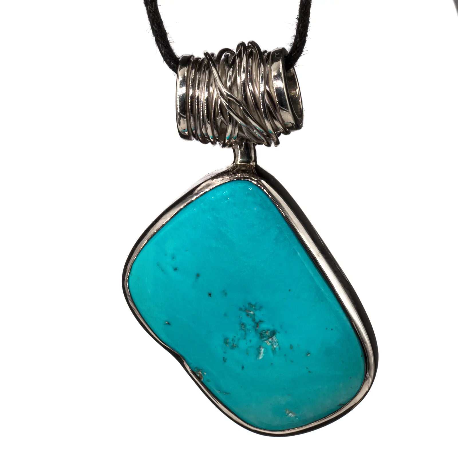 Pendentif turquoise argent - stabilisée - CRISTAL SOURCES