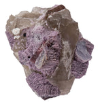Tourmaline rose cristaux avec lépidolite sur quartz - Brésil