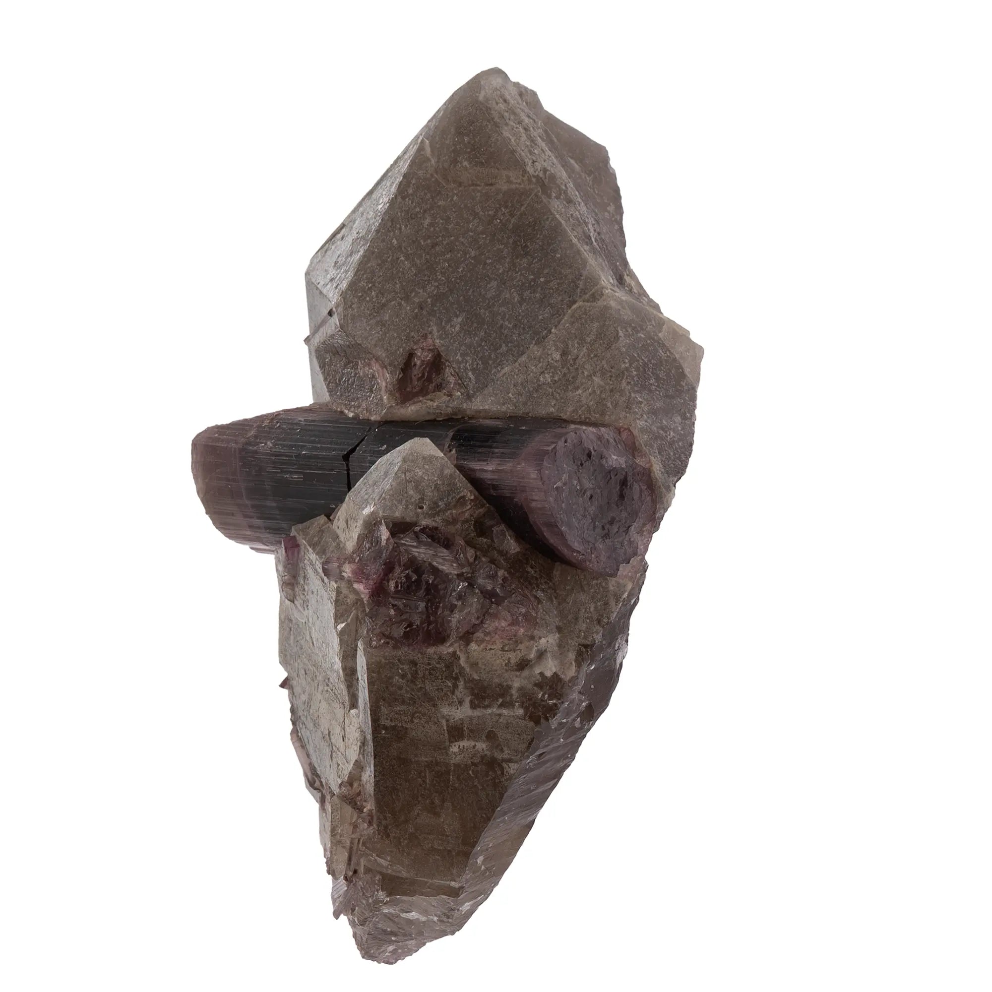 Grand cristal de Tourmaline rose sur Quartz fumé - Brésil