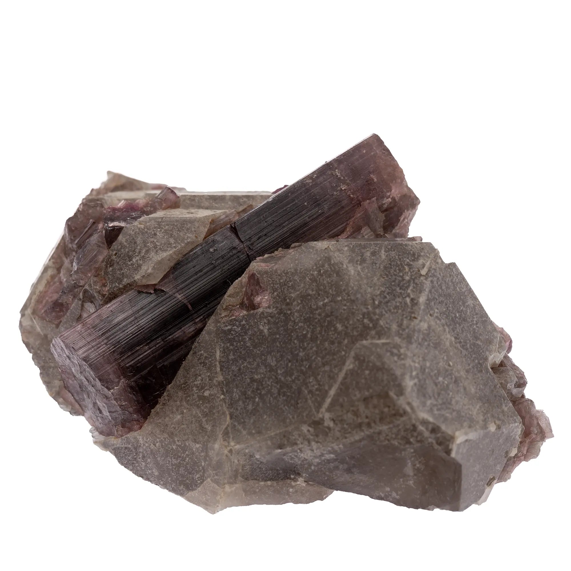 Grand cristal de Tourmaline rose sur Quartz fumé - Brésil