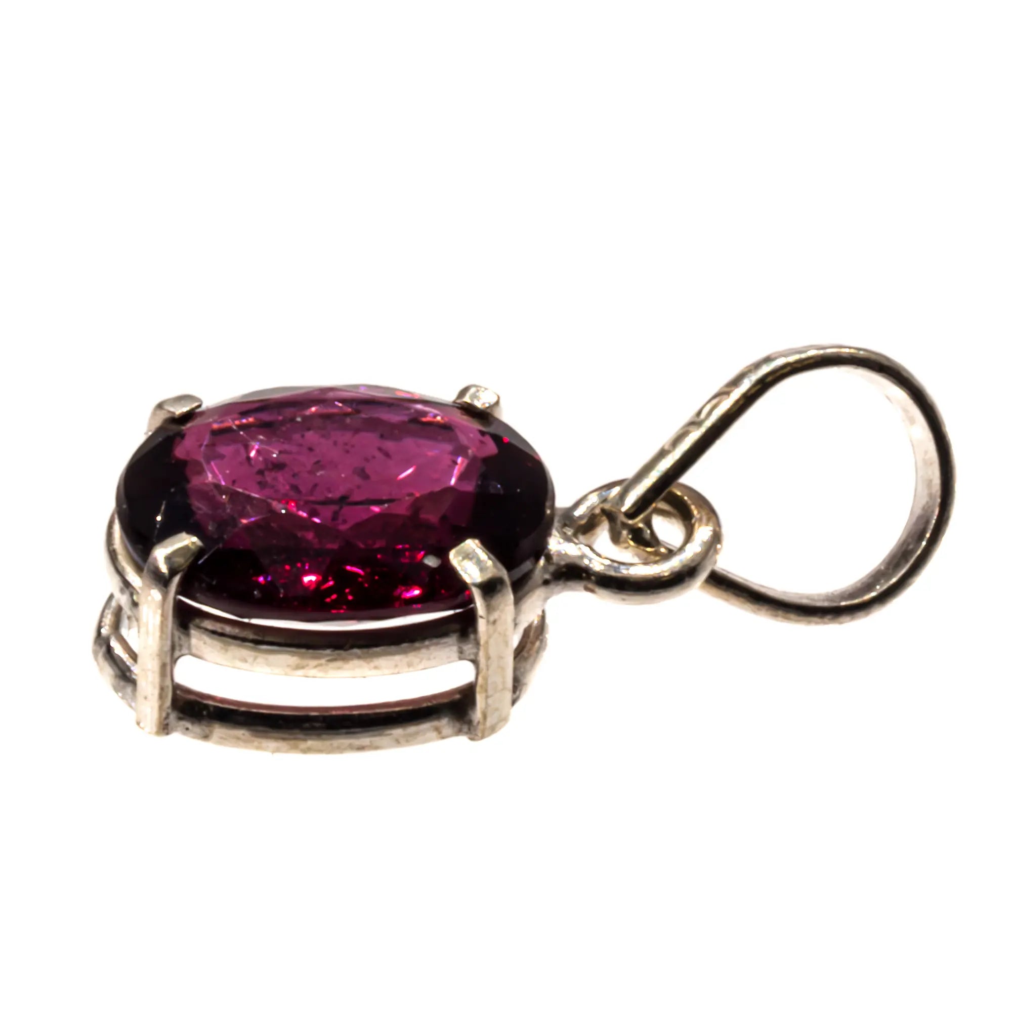 Pendentif Tourmaline rose argent - pierre facettée - CRISTAL SOURCES