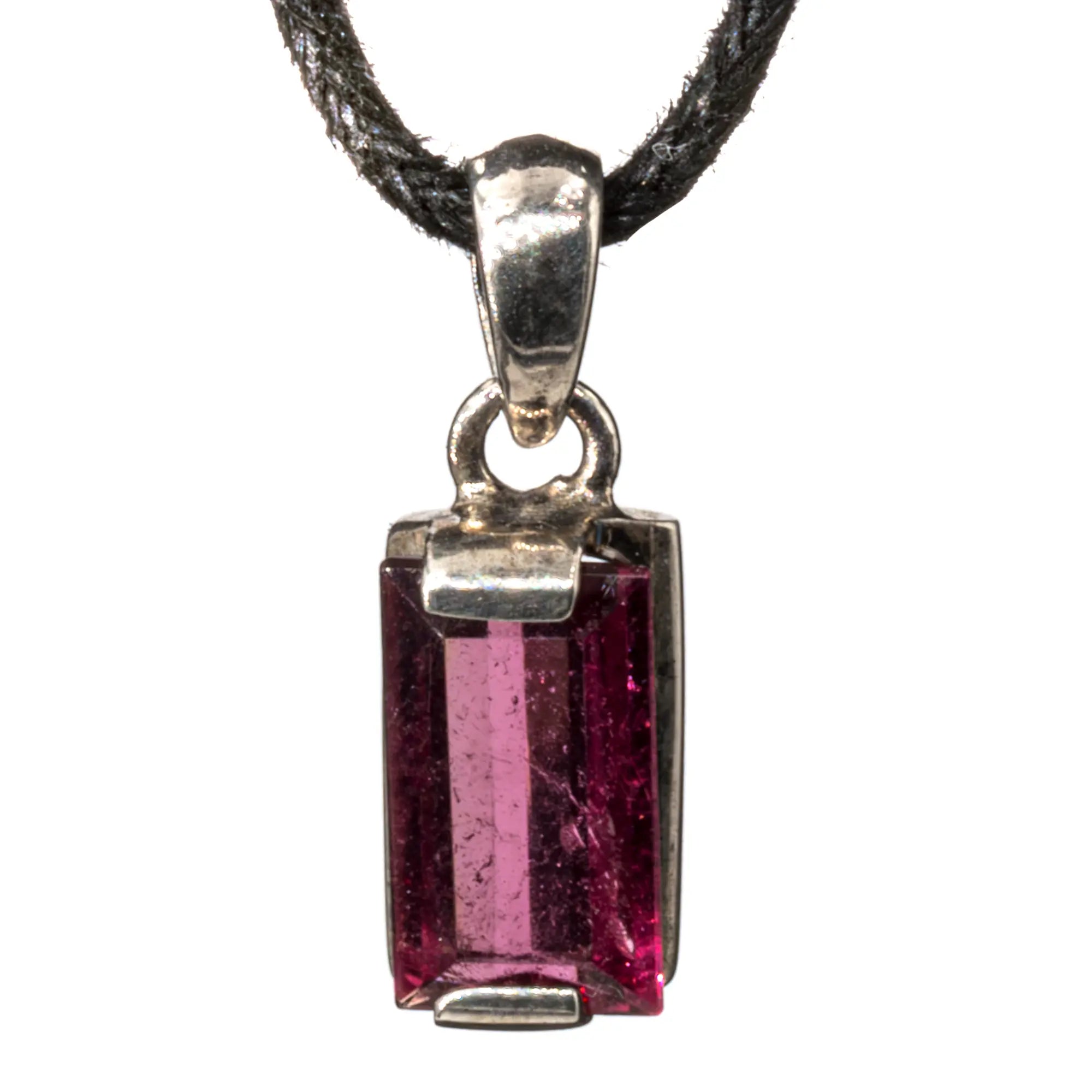 Pendentif Tourmaline rose argent - pierre facettée - CRISTAL SOURCES