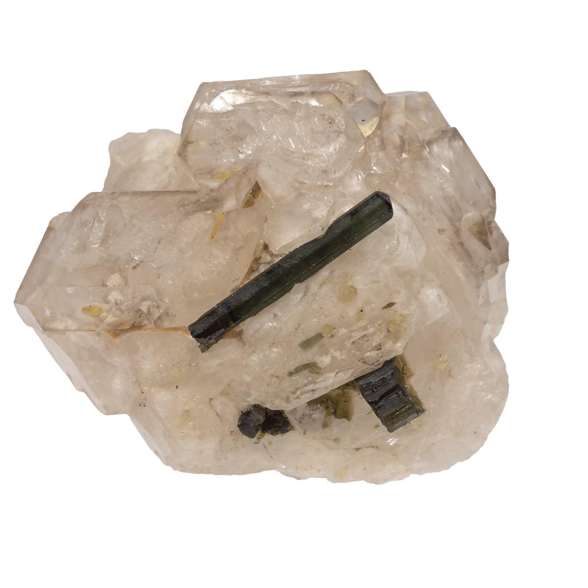Cristaux Tourmaline verte sur quartz jacare - Brésil - CRISTAL SOURCES