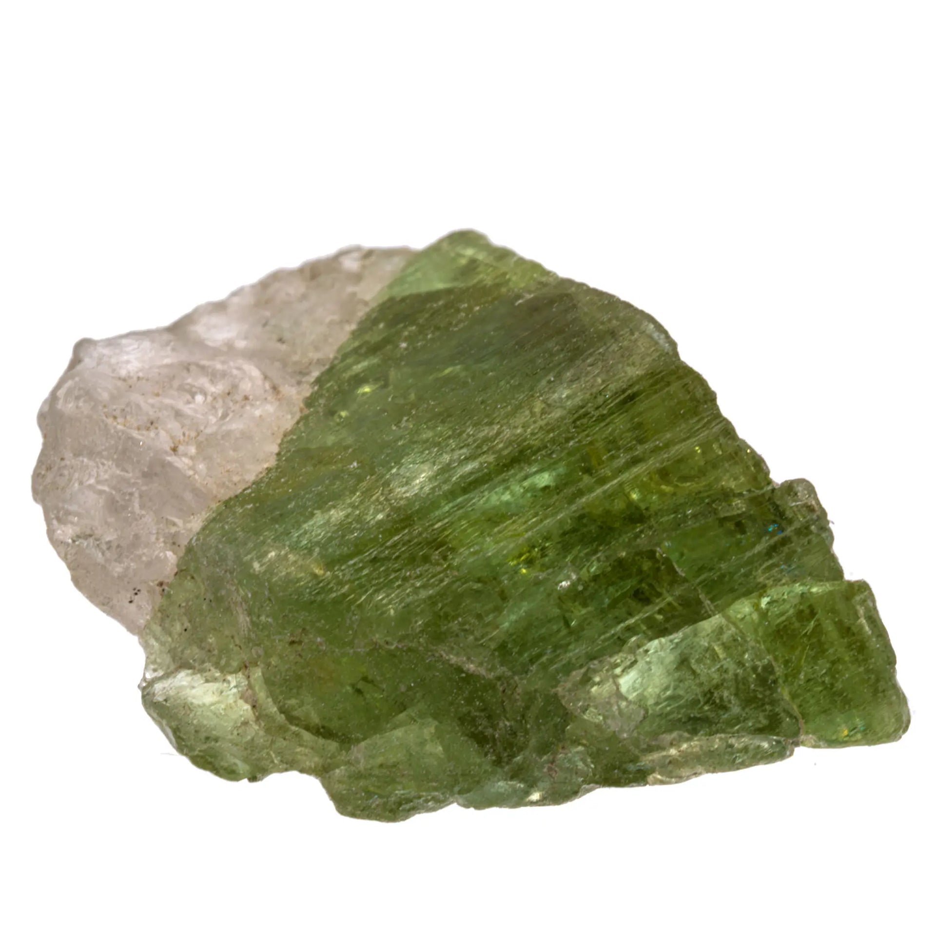 Cristaux de TOURMALINE VERTE sur feldspath blanc - 50×38×35