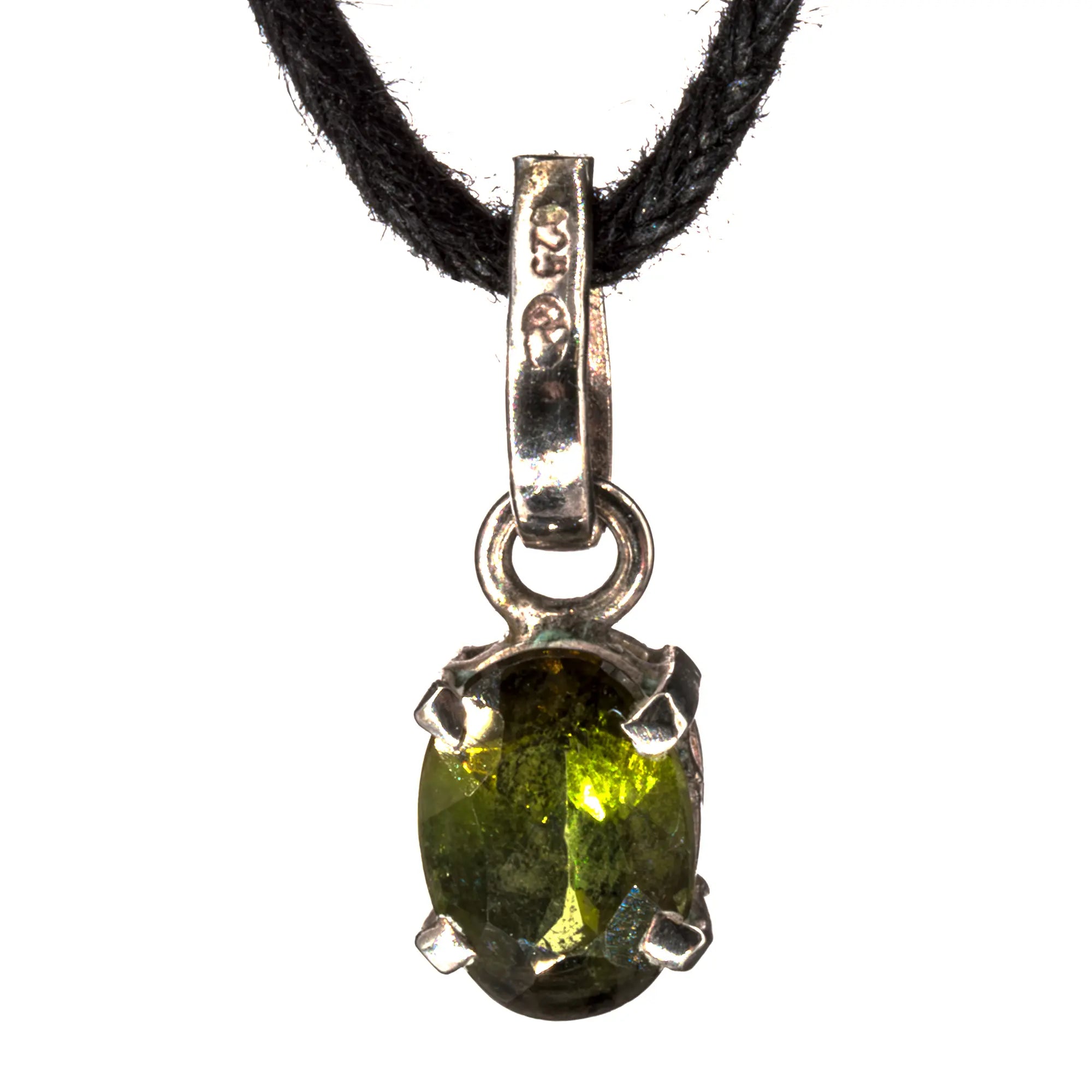 Pendentif Tourmaline verte argent - pierre facettée - CRISTAL SOURCES