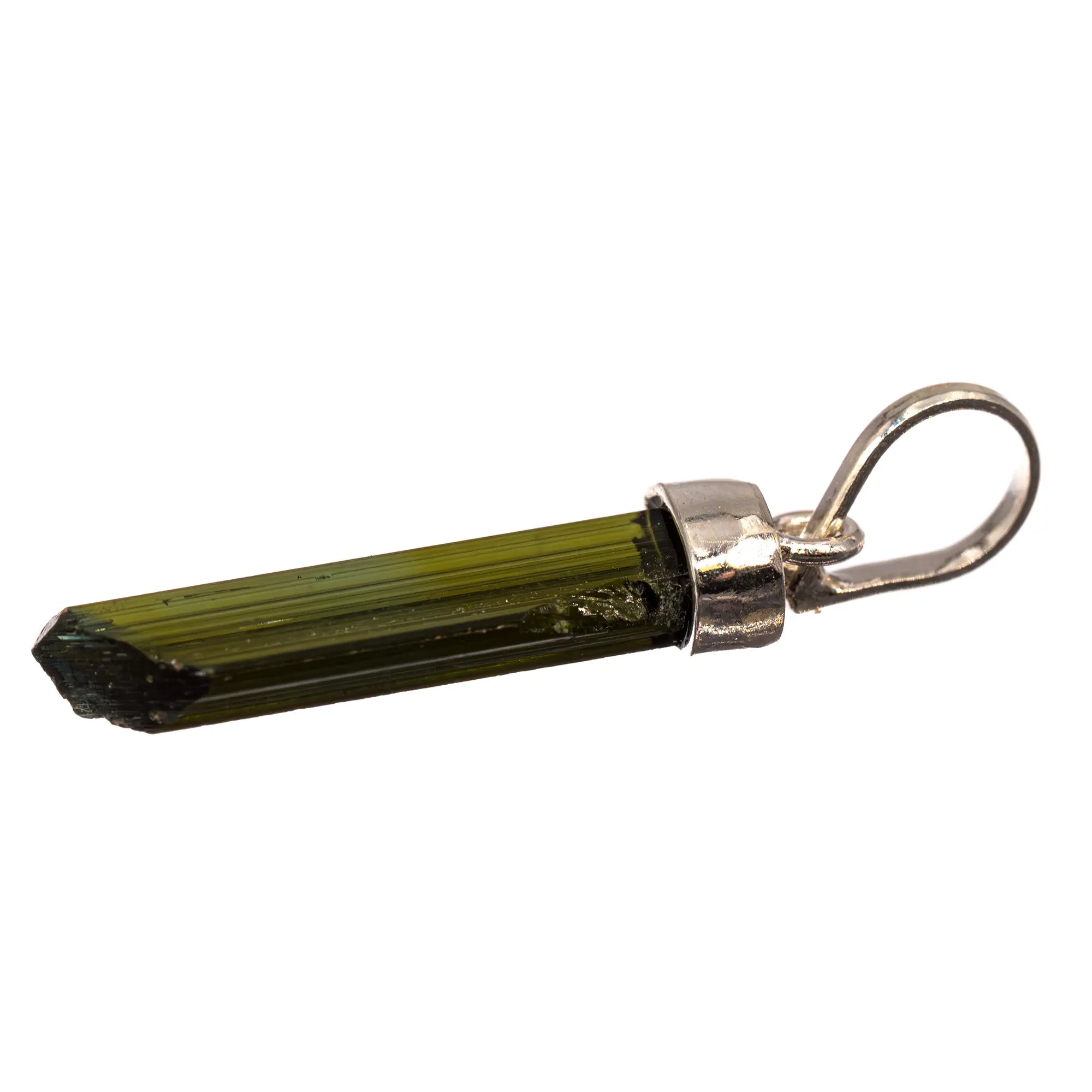 Pendentif Tourmaline verte argent - cristal - CRISTAL SOURCES