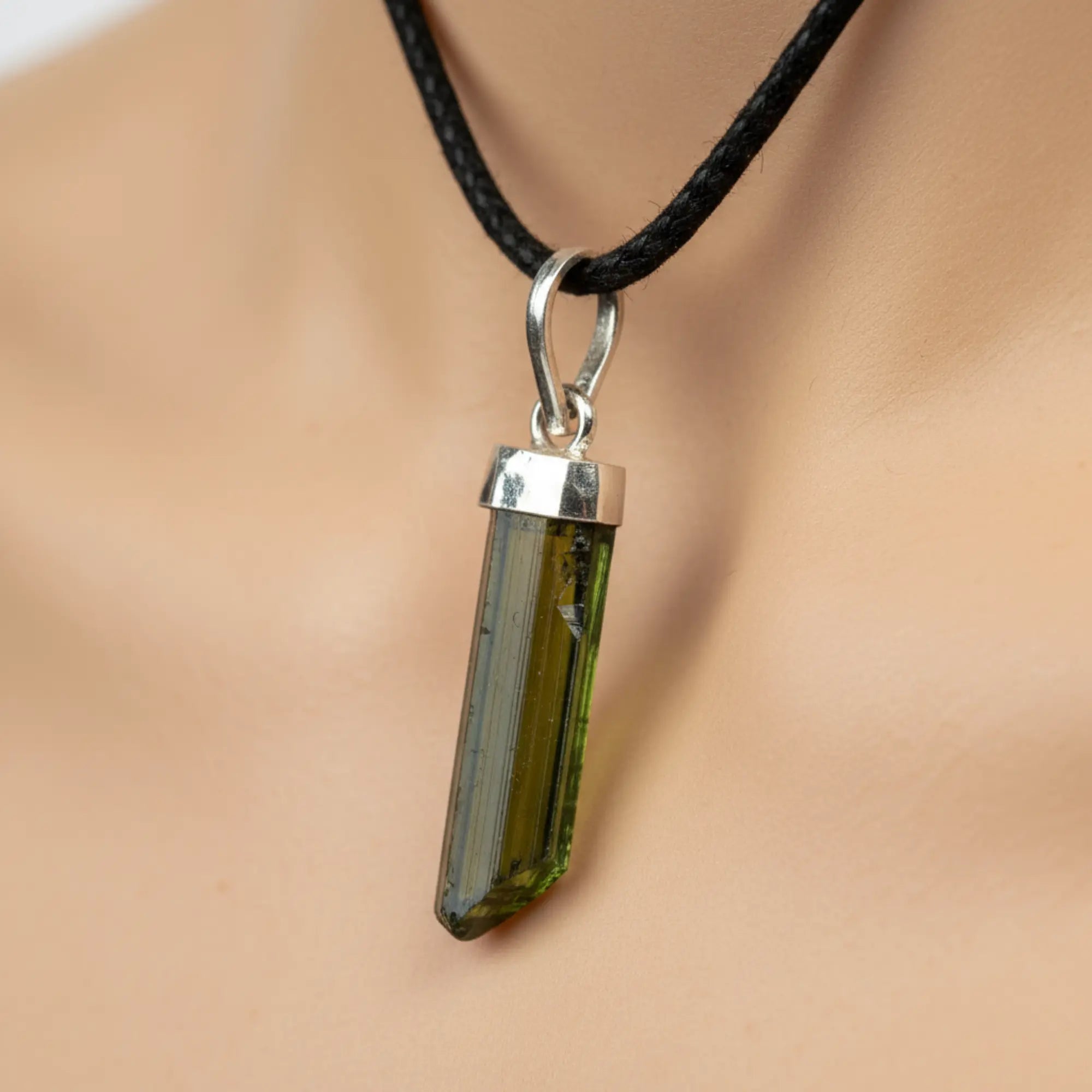 Pendentif Tourmaline verte argent - cristal - Pendentif - CRISTAL SOURCES