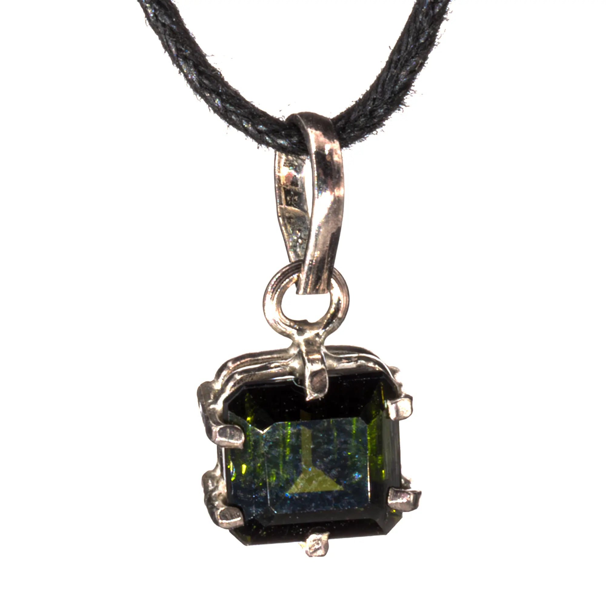 Pendentif Tourmaline verte argent - pierre facettée - CRISTAL SOURCES