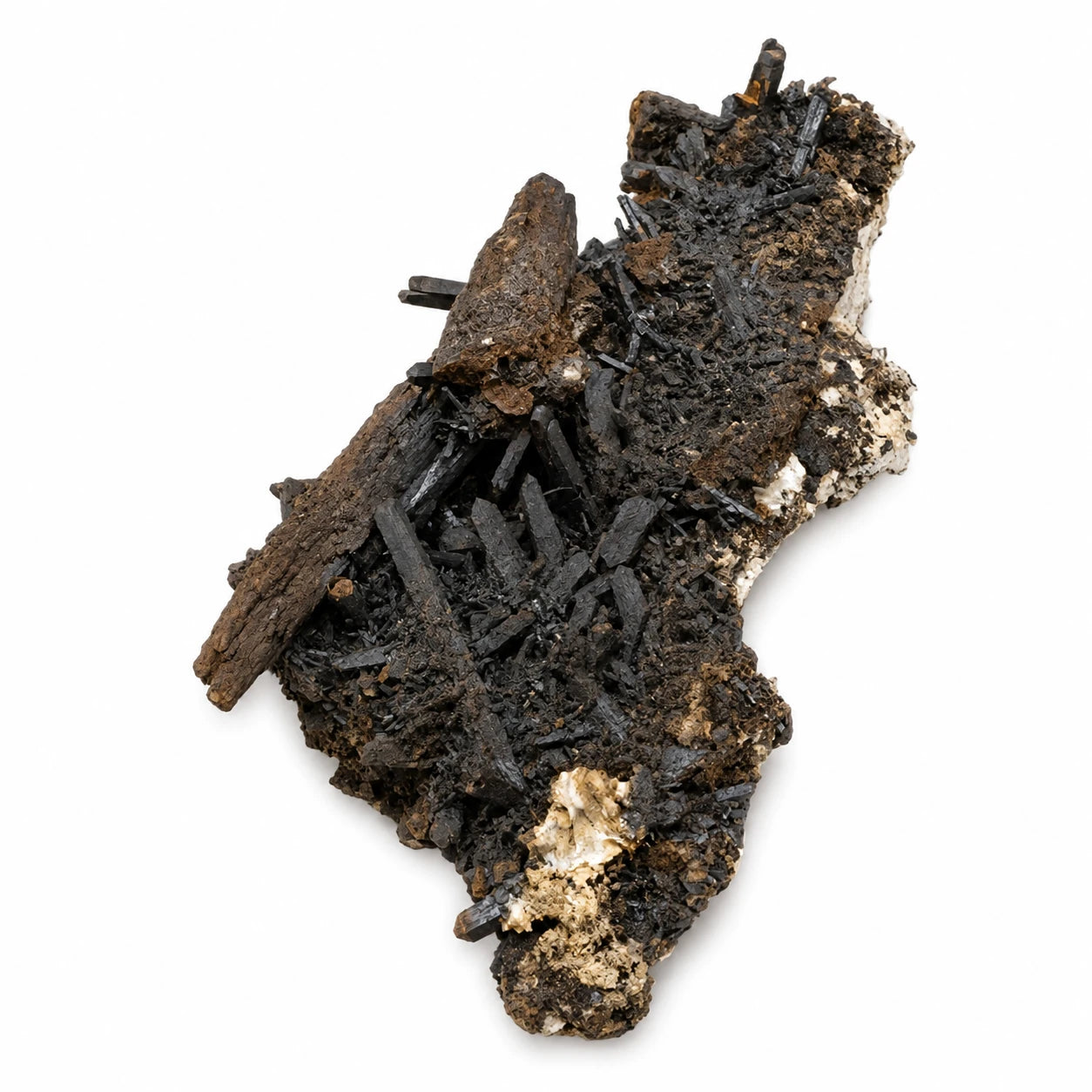 Cristaux de Zanazziite associés à l'Eosphorite sur matrice minérale, provenance Taquaral, Minas Gerais, Brésil, échantillon de collection.