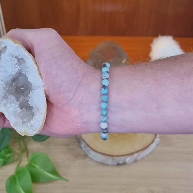 Bracelet Larimar perle 6mm - pierre d'intuition