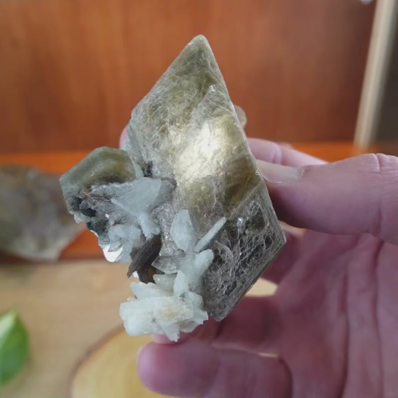 Apatite sur muscovite de Sapo mine, Brésil